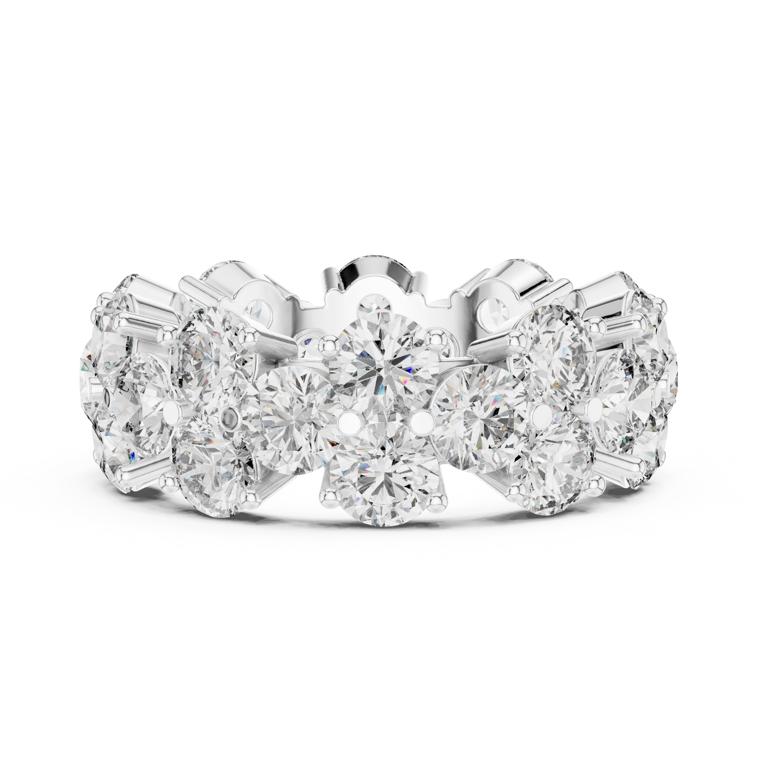 Round Moissanite Pave VVS1 D Color Engagement Ring