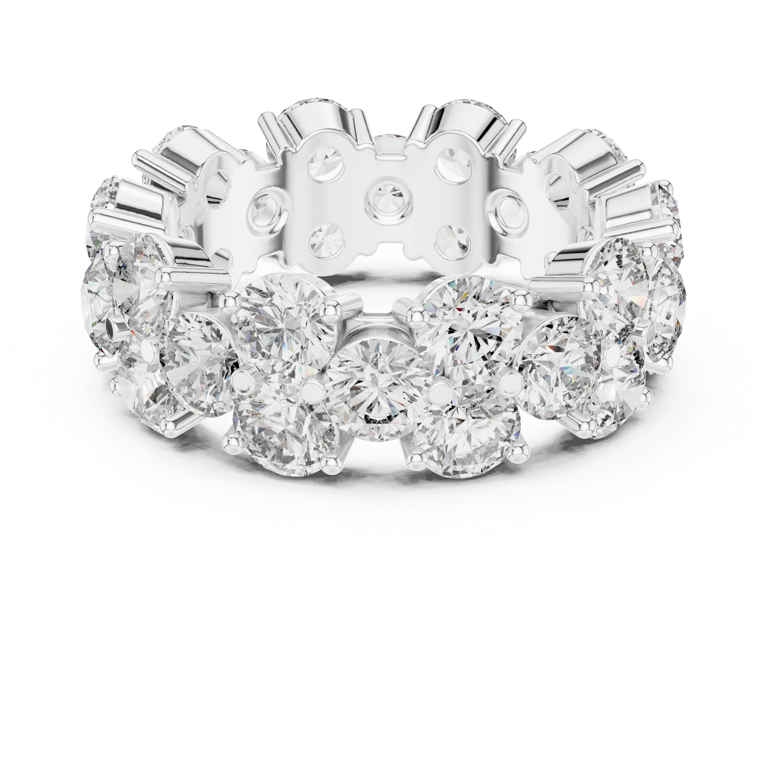 Round Moissanite Pave VVS1 D Color Engagement Ring