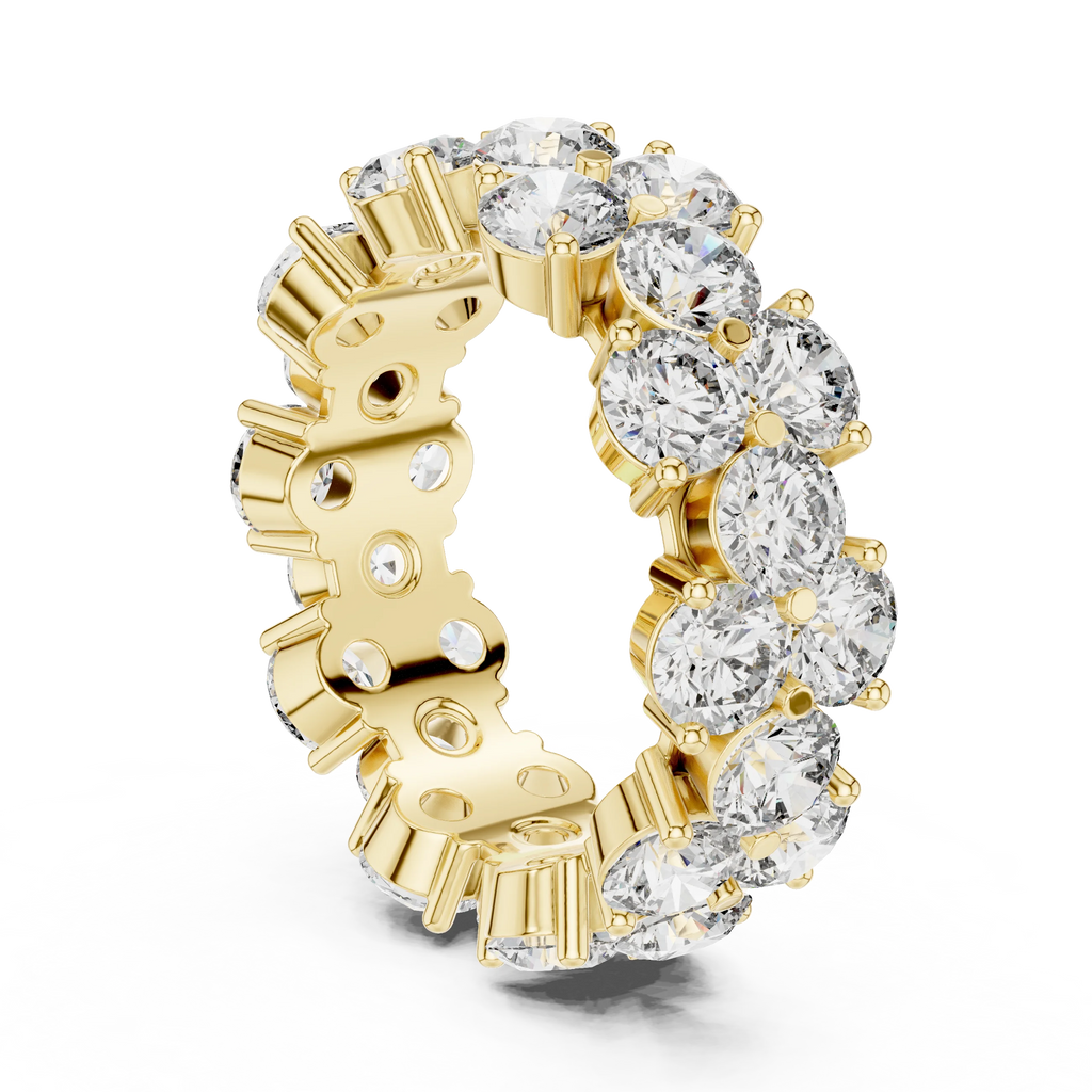 Round Moissanite Pave VVS1 D Color Engagement Ring
