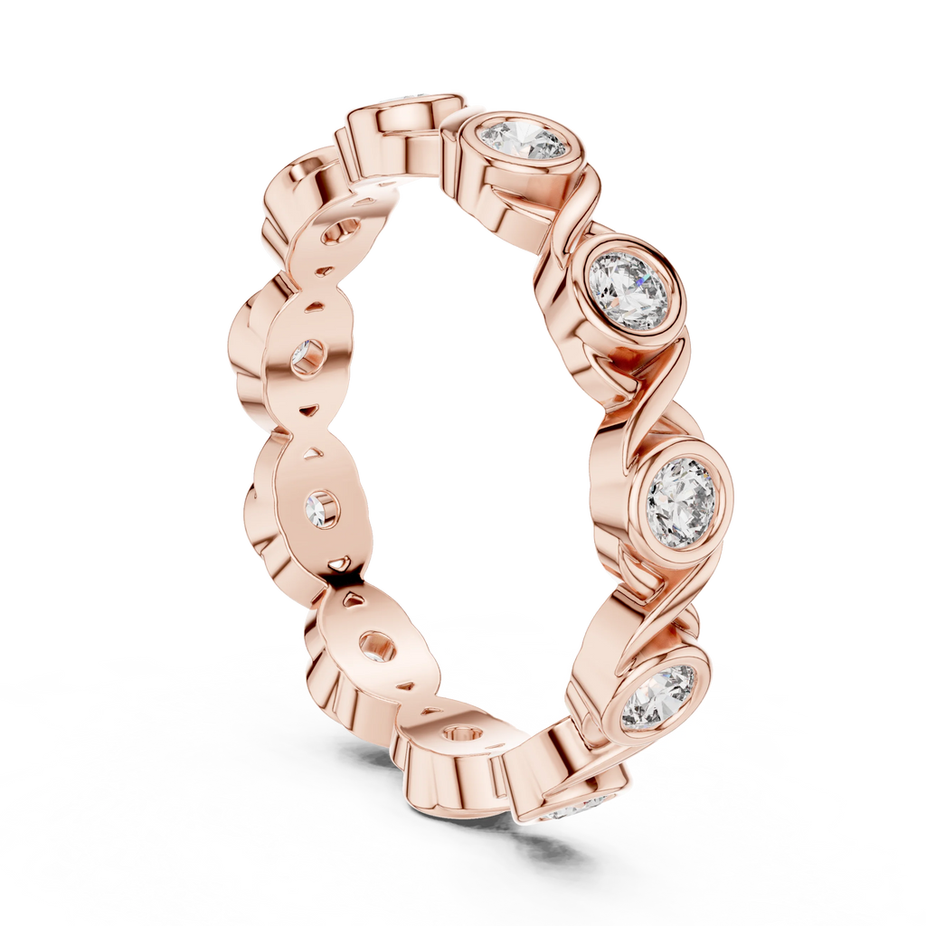 10K Gold Round Moissanite Handcrafted Eternity Band 2.25 CTW