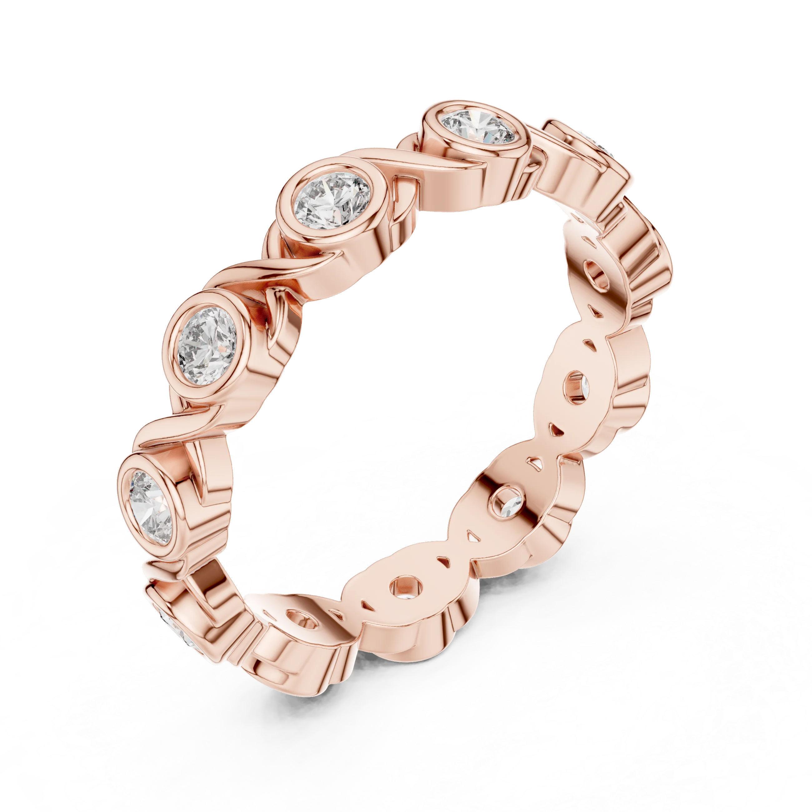 10K Gold Round Moissanite Handcrafted Eternity Band 2.25 CTW