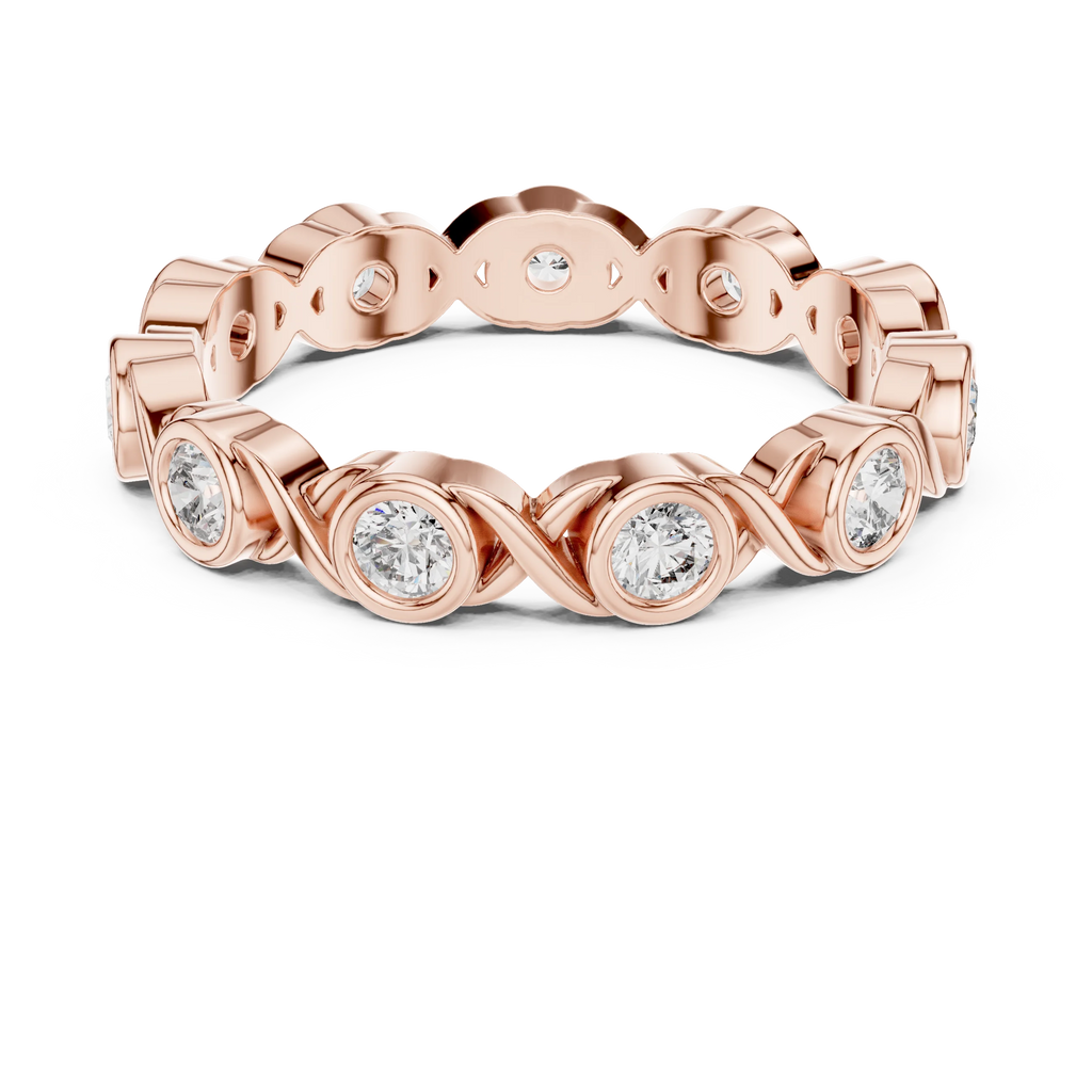 10K Gold Round Moissanite Handcrafted Eternity Band 2.25 CTW