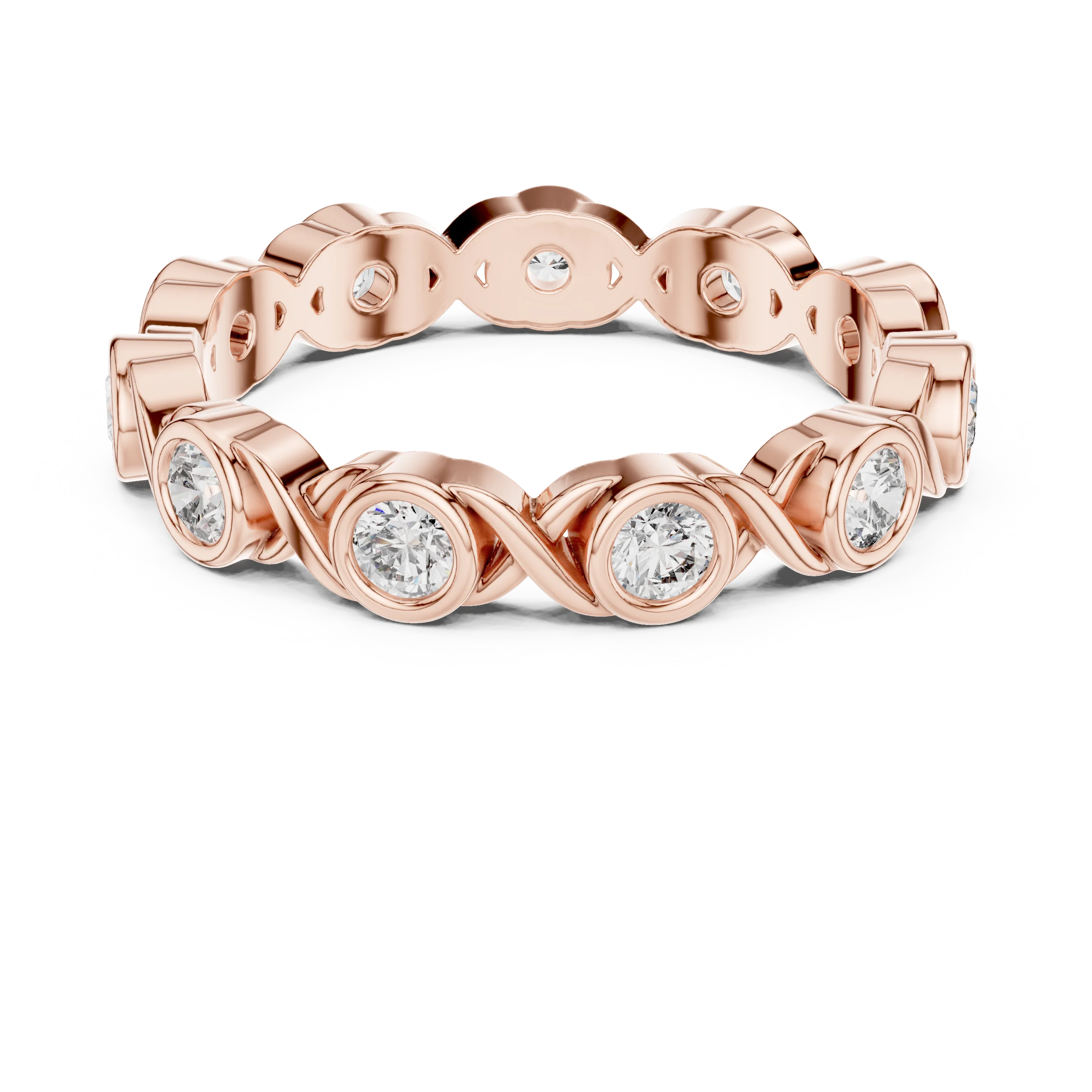 10K Gold Round Moissanite Handcrafted Eternity Band 2.25 CTW