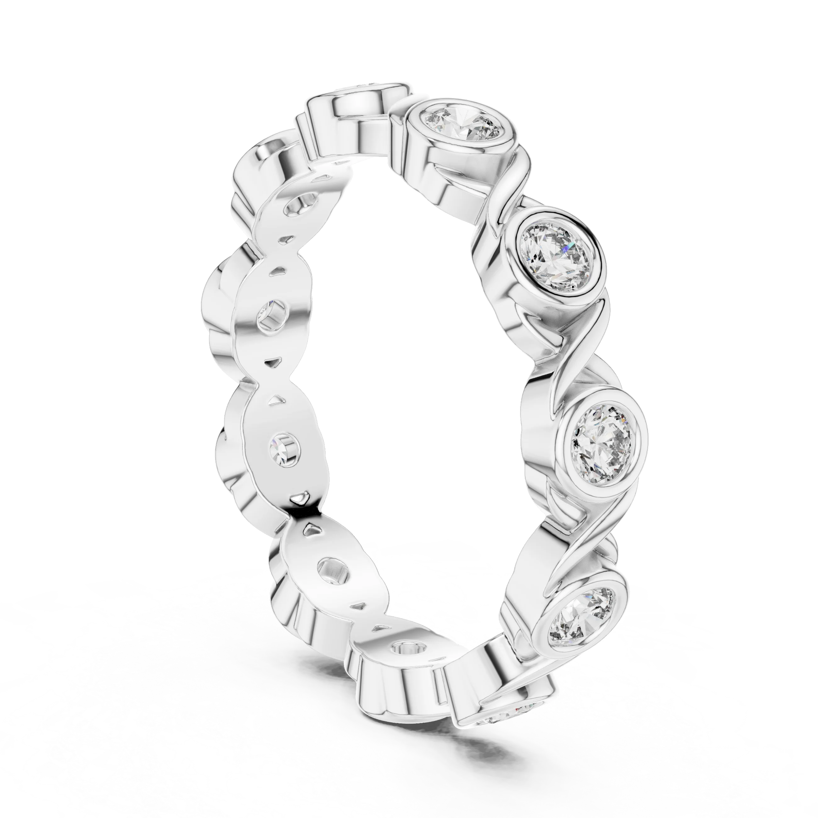 10K Gold Round Moissanite Handcrafted Eternity Band 2.25 CTW