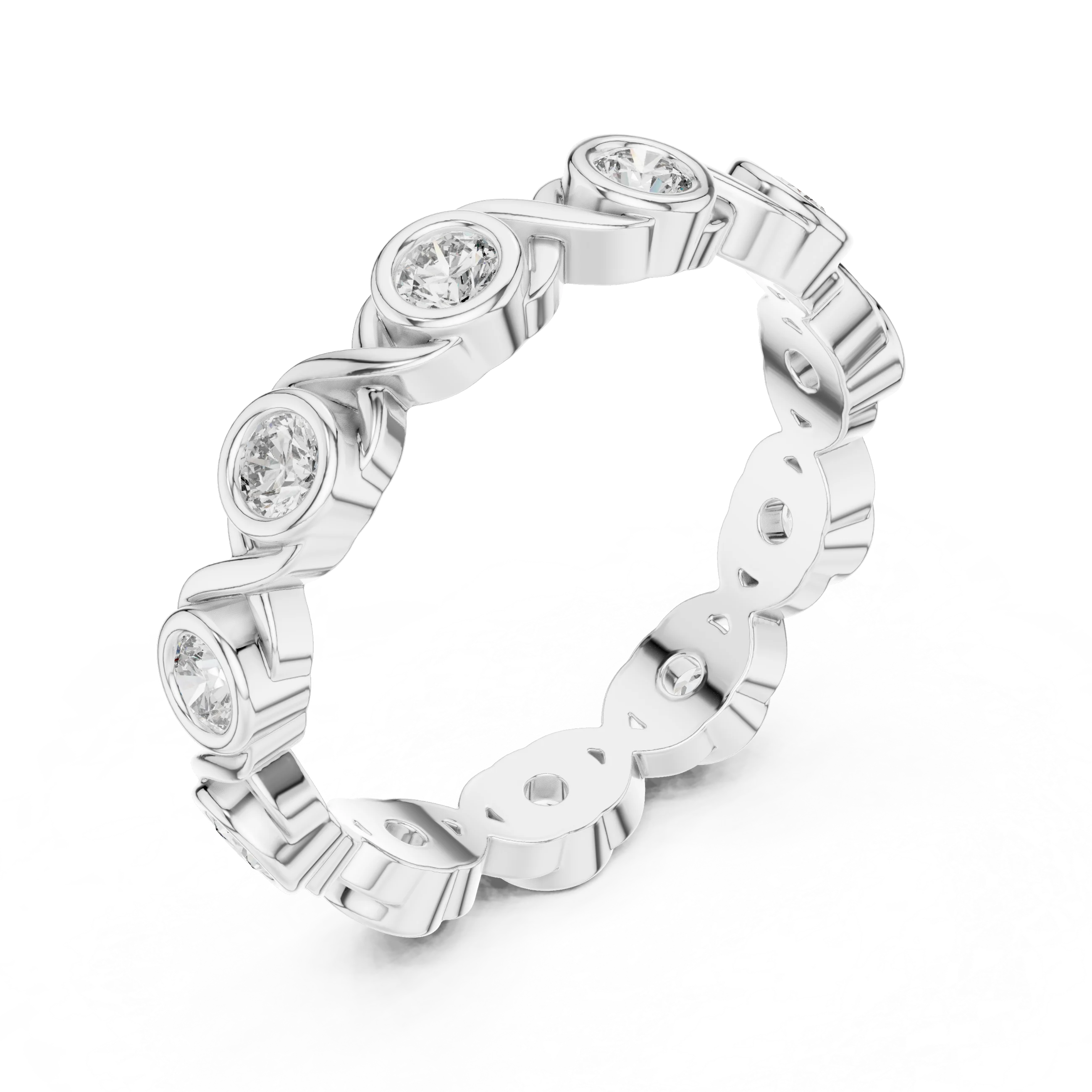 10K Gold Round Moissanite Handcrafted Eternity Band 2.25 CTW