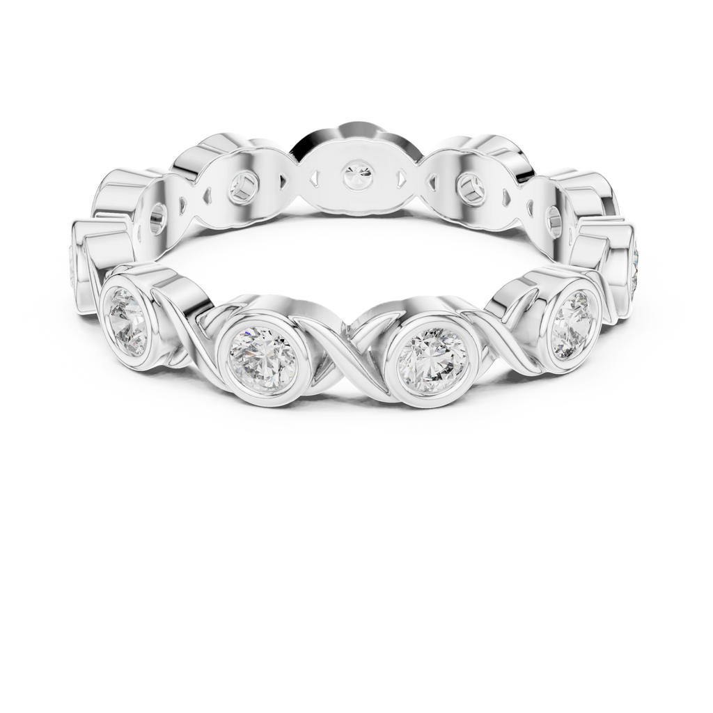 10K Gold Round Moissanite Handcrafted Eternity Band 2.25 CTW