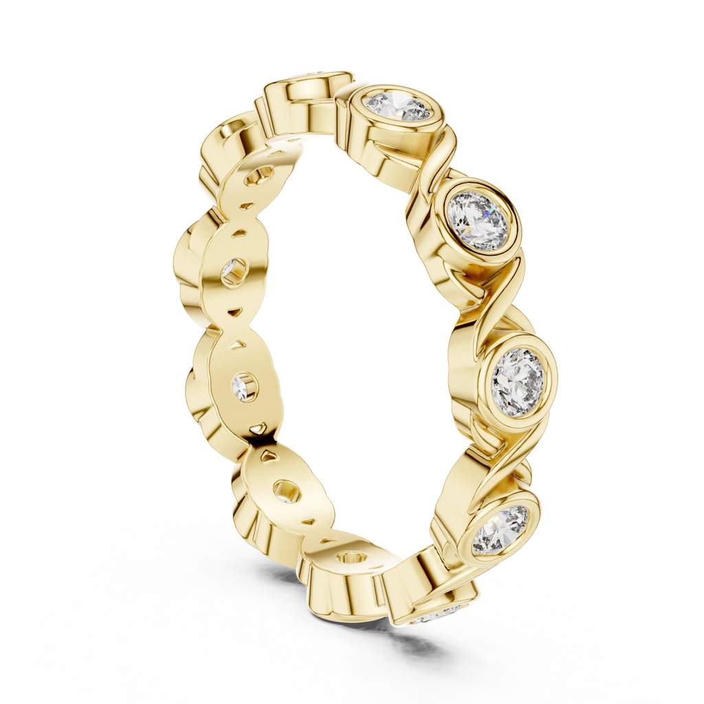 10K Gold Round Moissanite Handcrafted Eternity Band 2.25 CTW