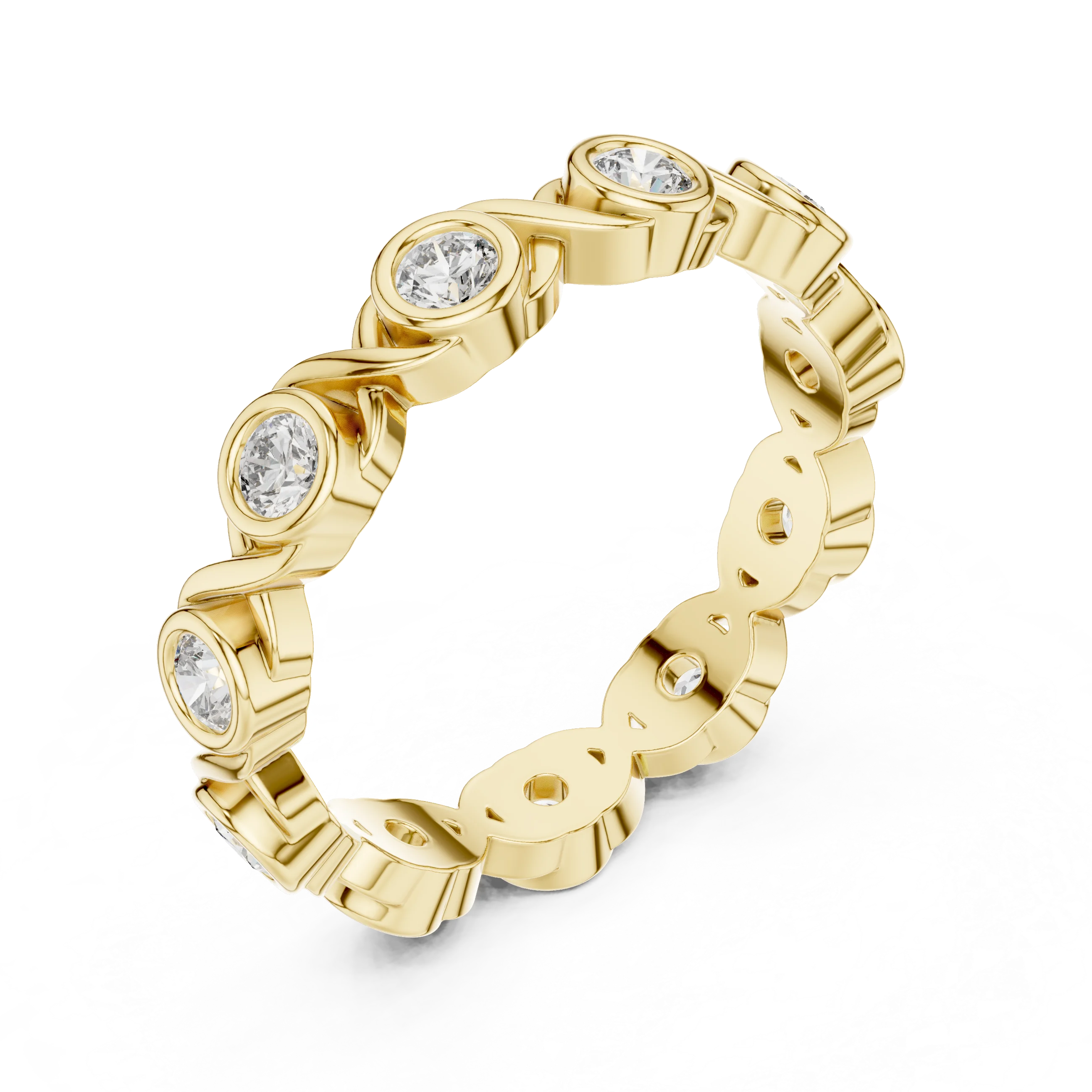 10K Gold Round Moissanite Handcrafted Eternity Band 2.25 CTW