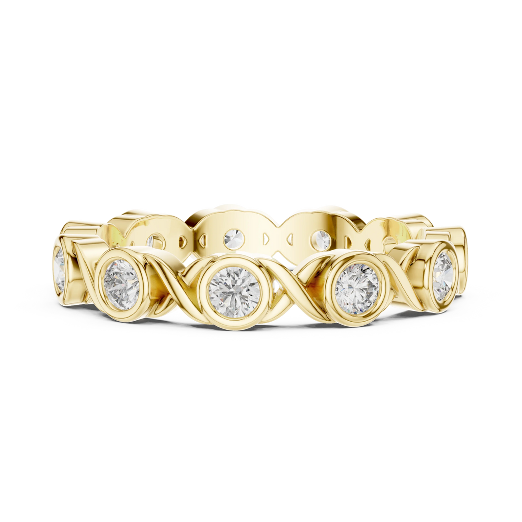 10K Gold Round Moissanite Handcrafted Eternity Band 2.25 CTW