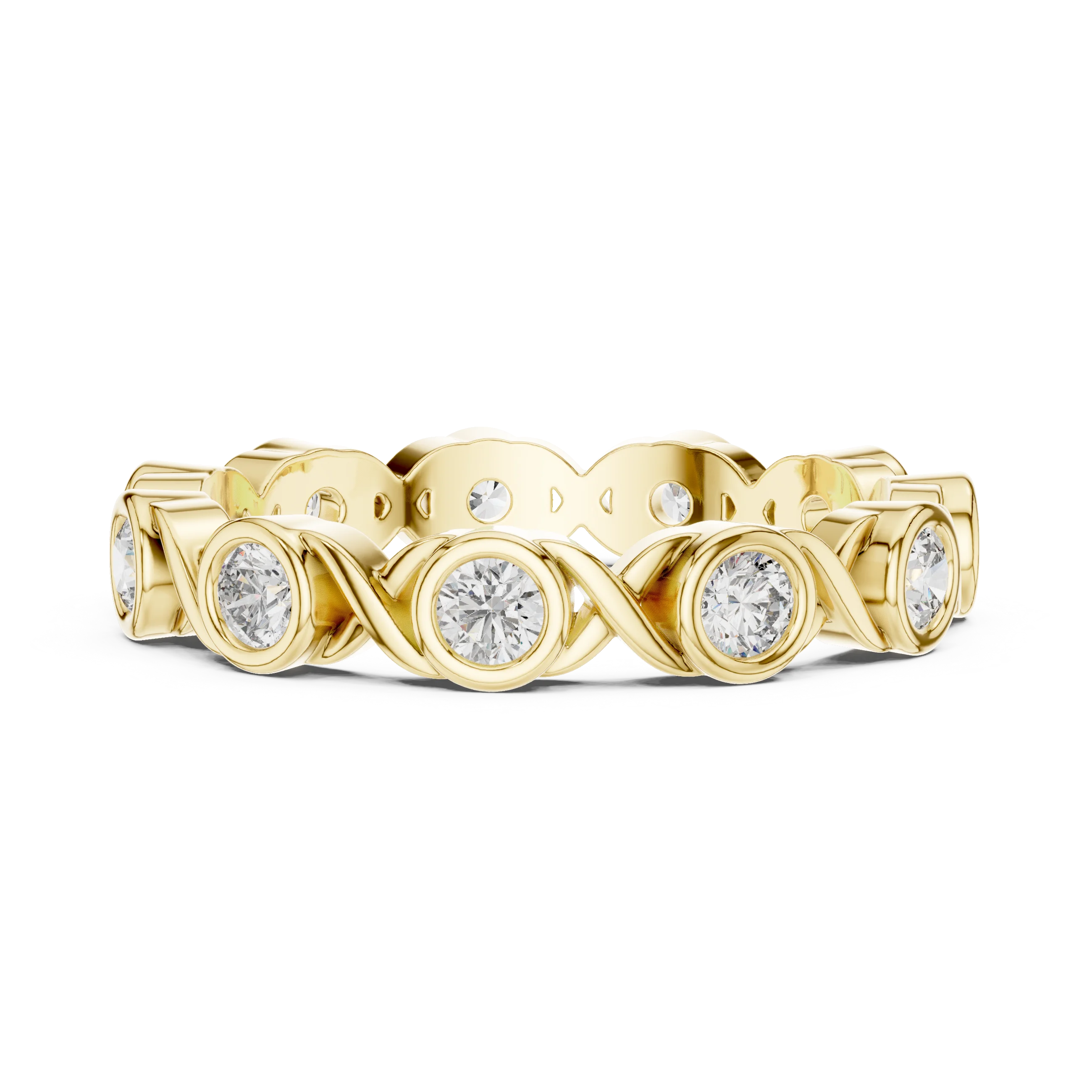 10K Gold Round Moissanite Handcrafted Eternity Band 2.25 CTW