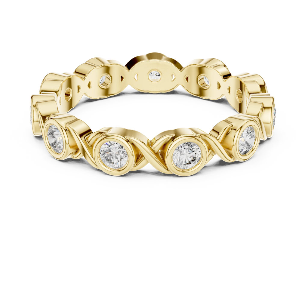 10K Gold Round Moissanite Handcrafted Eternity Band 2.25 CTW
