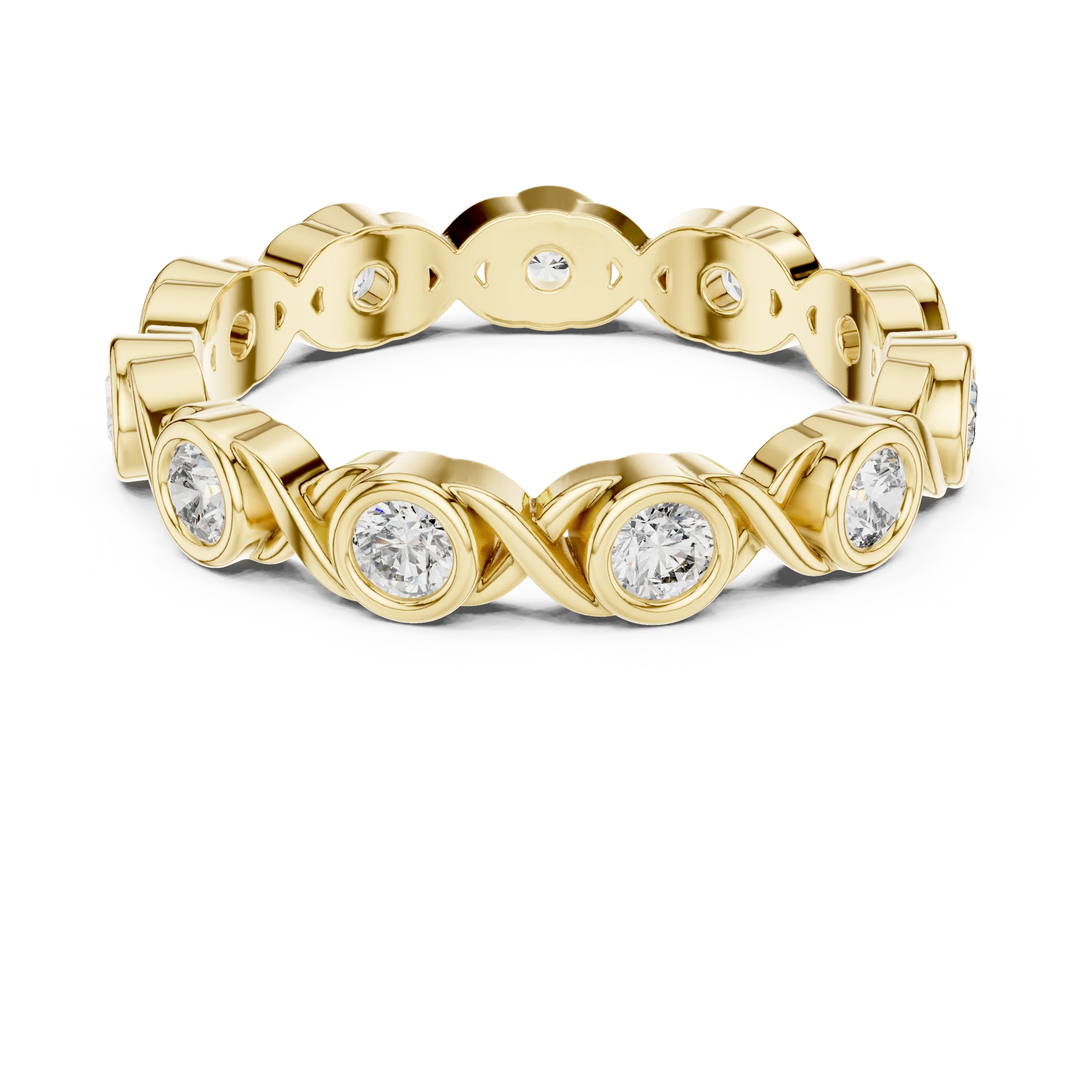 10K Gold Round Moissanite Handcrafted Eternity Band 2.25 CTW