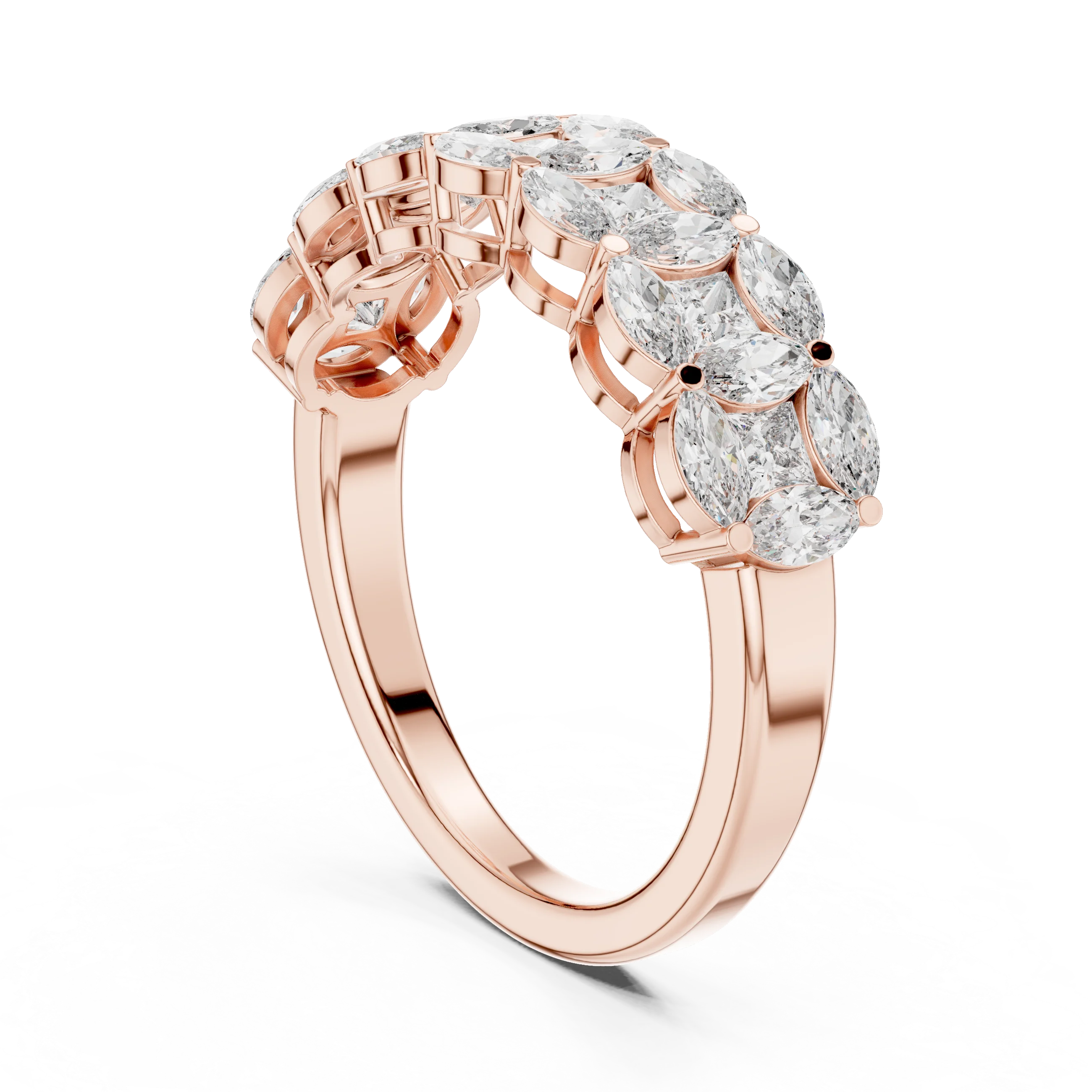 14K Gold Marquise Lab Diamond Anniversary Ring 1.20 CTW
