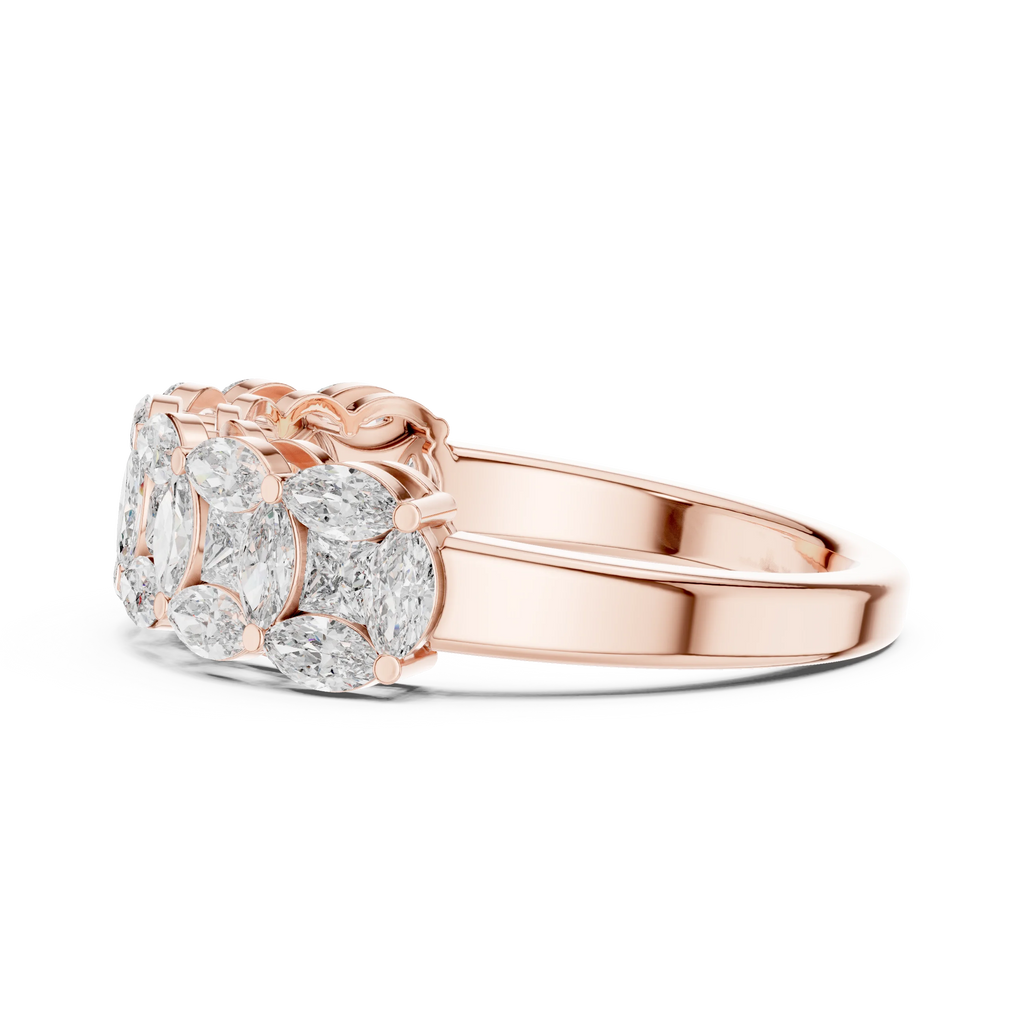 14K Gold Marquise Lab Diamond Anniversary Ring 1.20 CTW