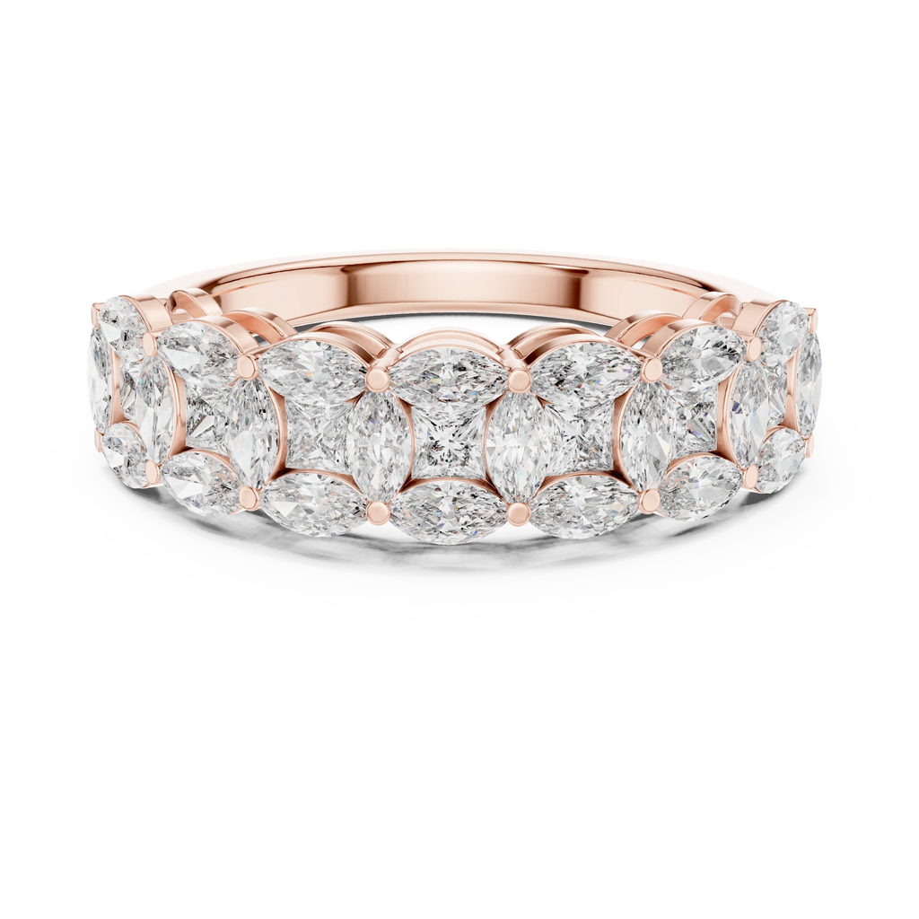 14K Gold Marquise Lab Diamond Anniversary Ring 1.20 CTW