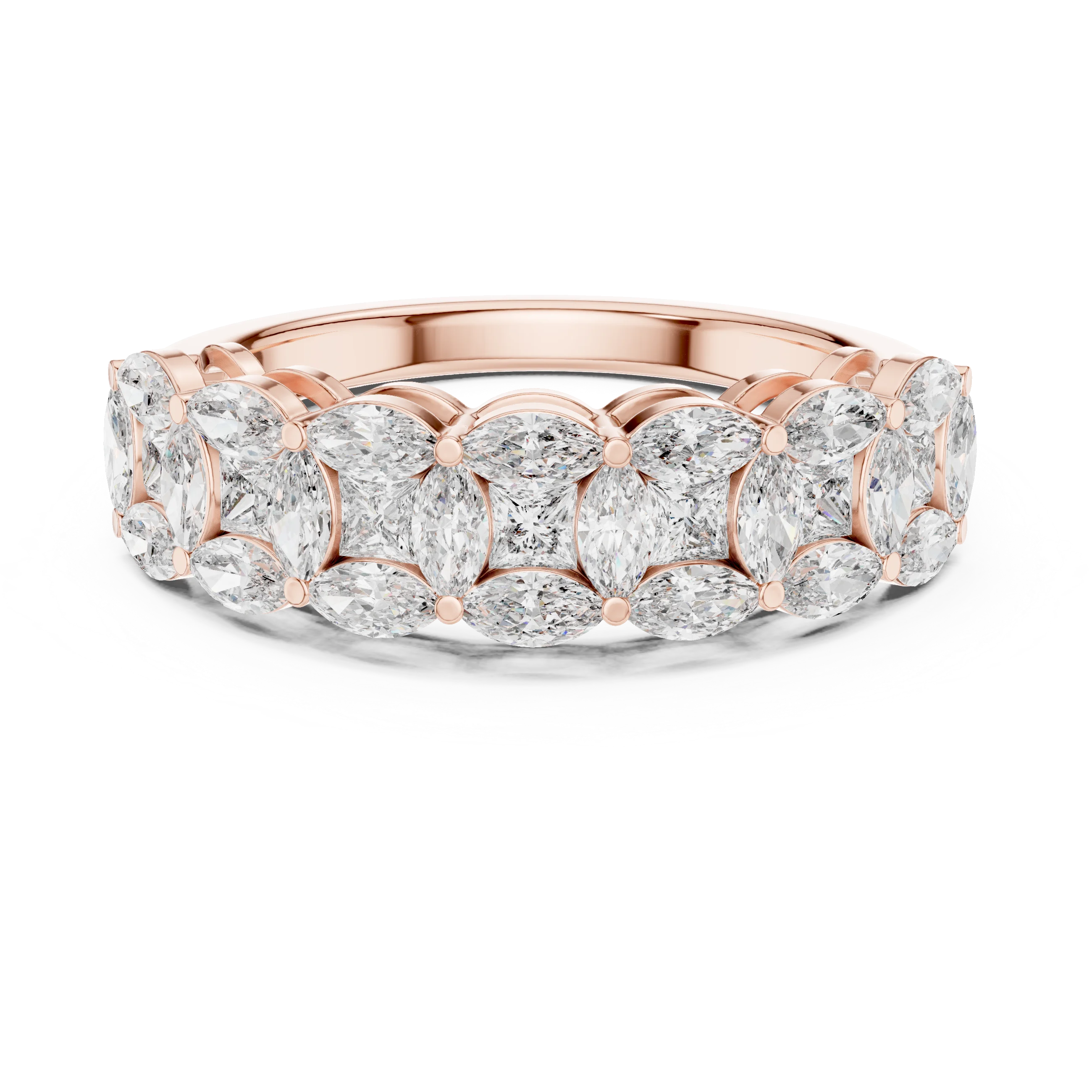 14K Gold Marquise Lab Diamond Anniversary Ring 1.20 CTW