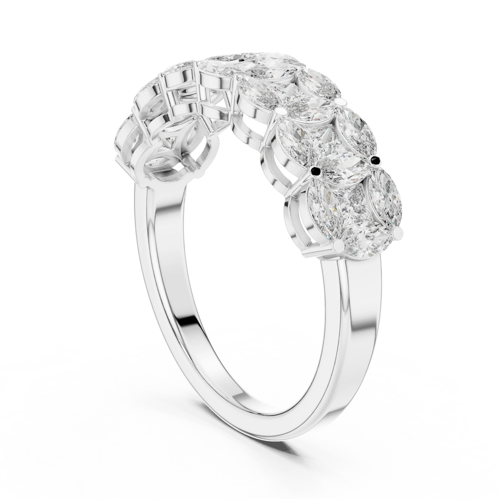 14K Gold Marquise Lab Diamond Anniversary Ring 1.20 CTW
