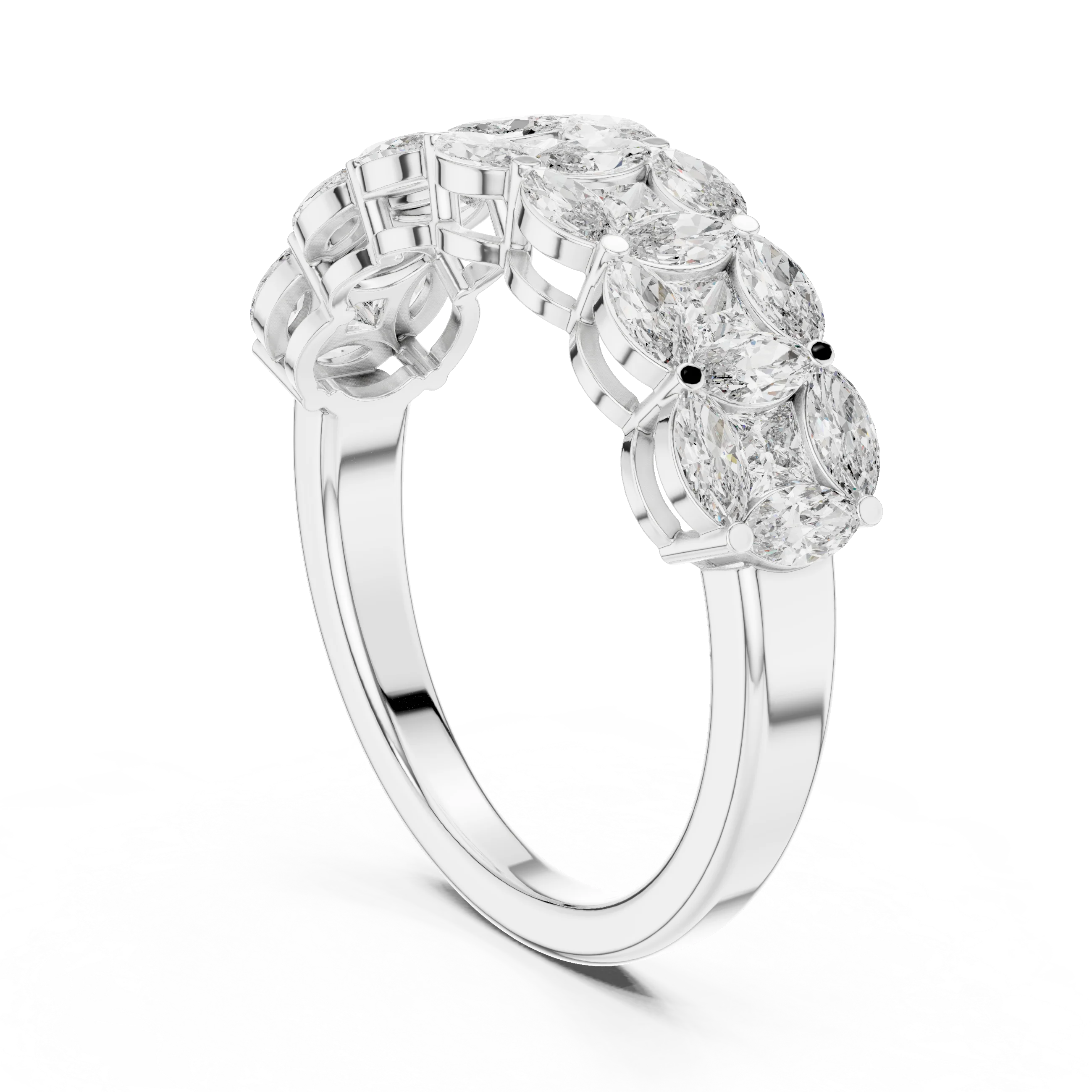 14K Gold Marquise Lab Diamond Anniversary Ring 1.20 CTW