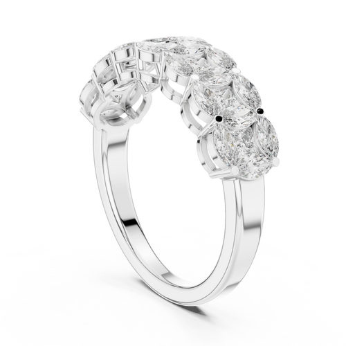 14K Gold Marquise Lab Diamond Anniversary Ring 1.20 CTW