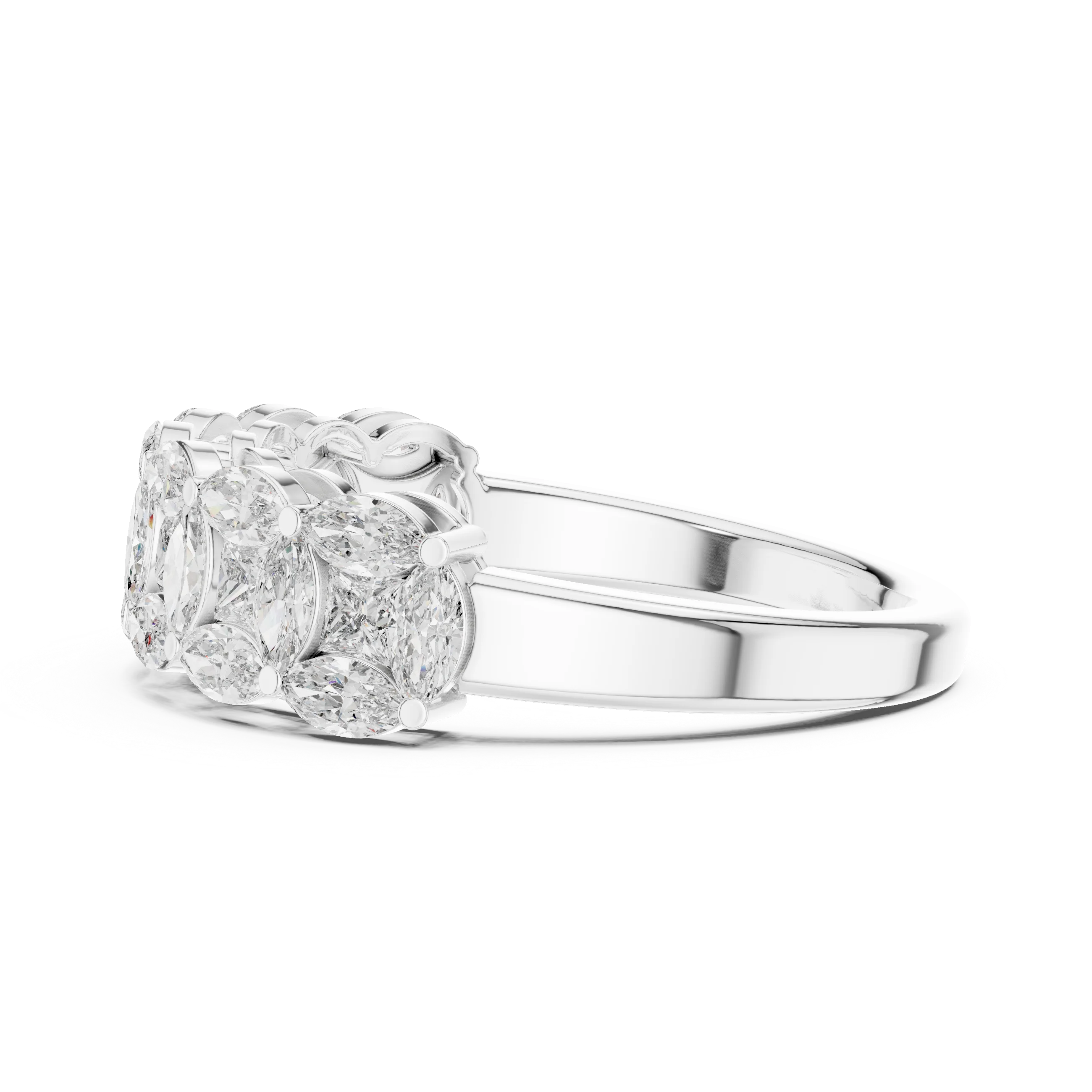 14K Gold Marquise Lab Diamond Anniversary Ring 1.20 CTW