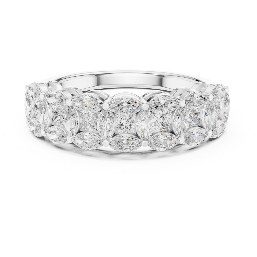 14K Gold Marquise Lab Diamond Anniversary Ring 1.20 CTW
