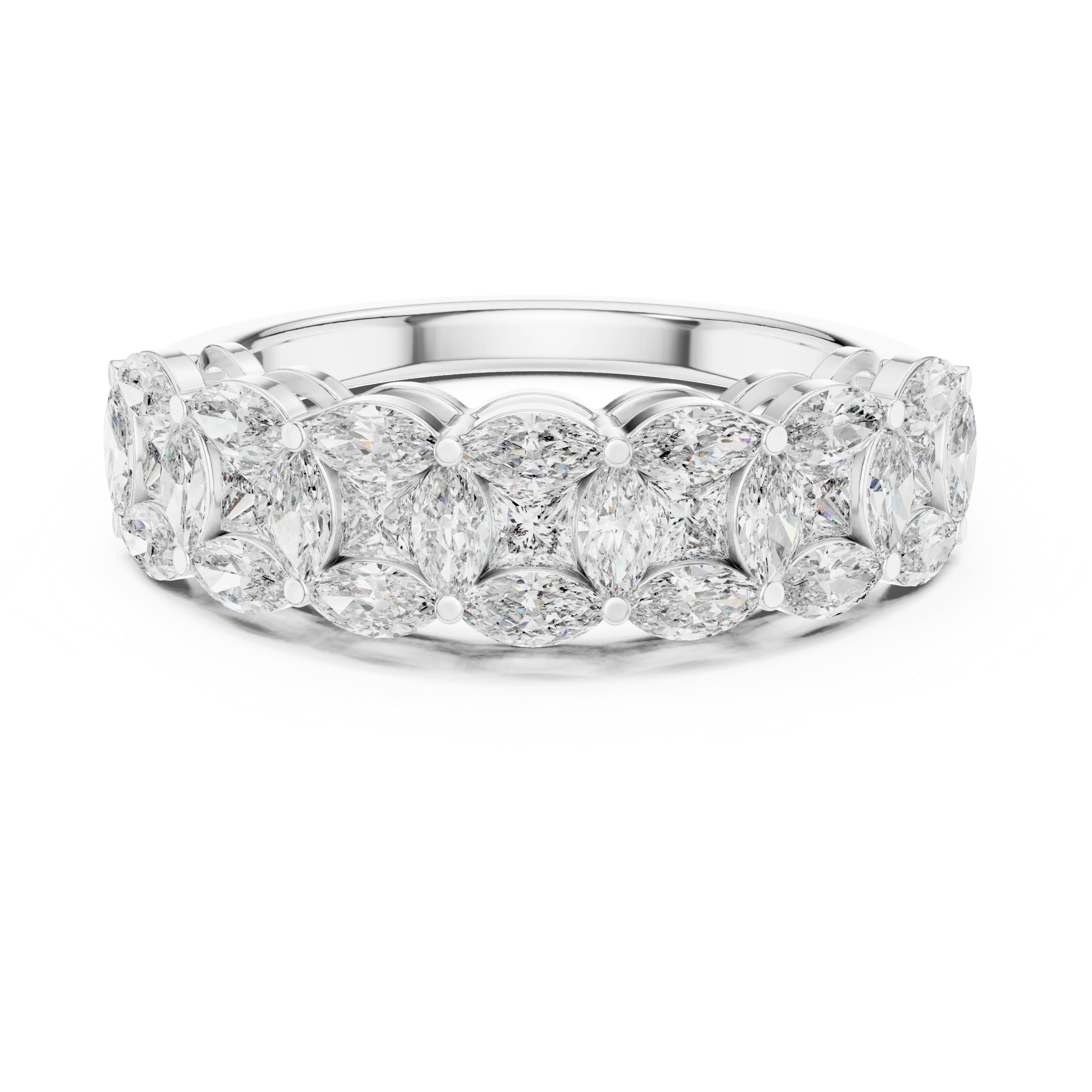 14K Gold Marquise Lab Diamond Anniversary Ring 1.20 CTW