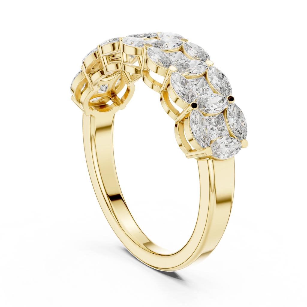14K Gold Marquise Lab Diamond Anniversary Ring 1.20 CTW