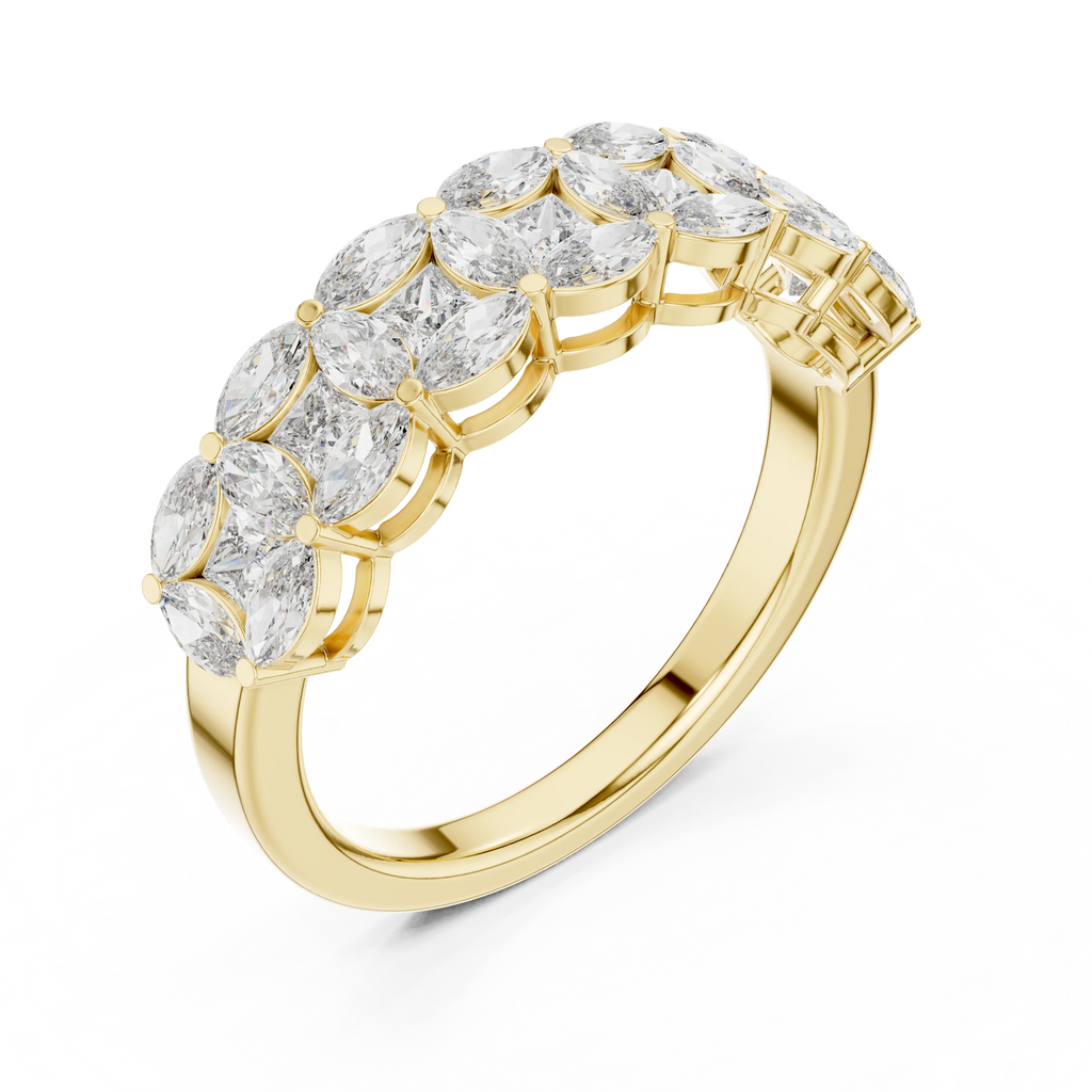 14K Gold Marquise Lab Diamond Anniversary Ring 1.20 CTW