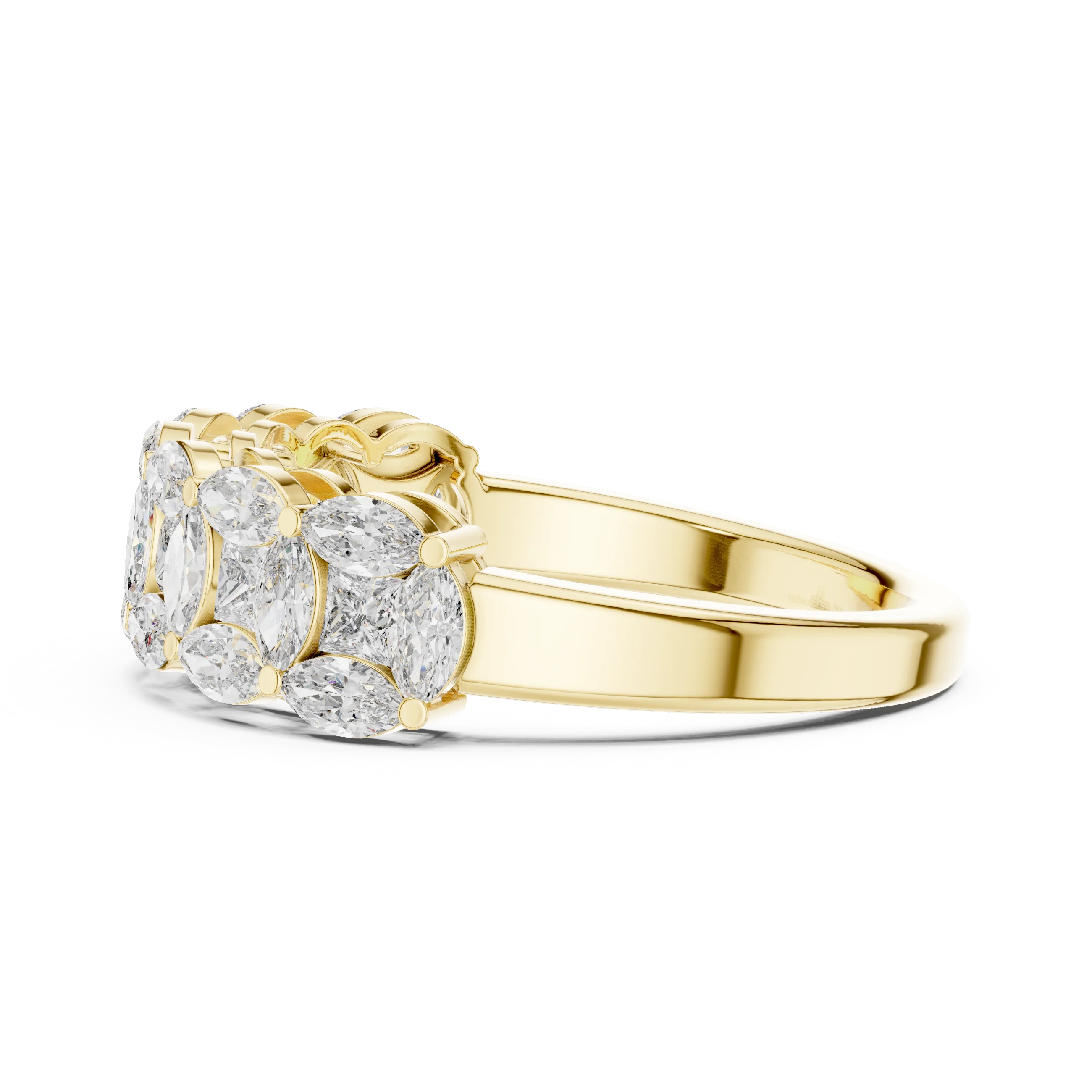 14K Gold Marquise Lab Diamond Anniversary Ring 1.20 CTW