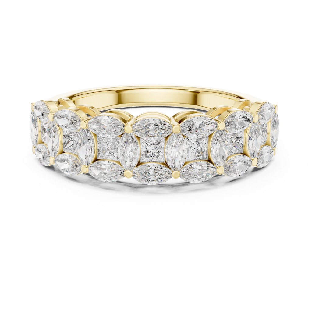 14K Gold Marquise Lab Diamond Anniversary Ring 1.20 CTW