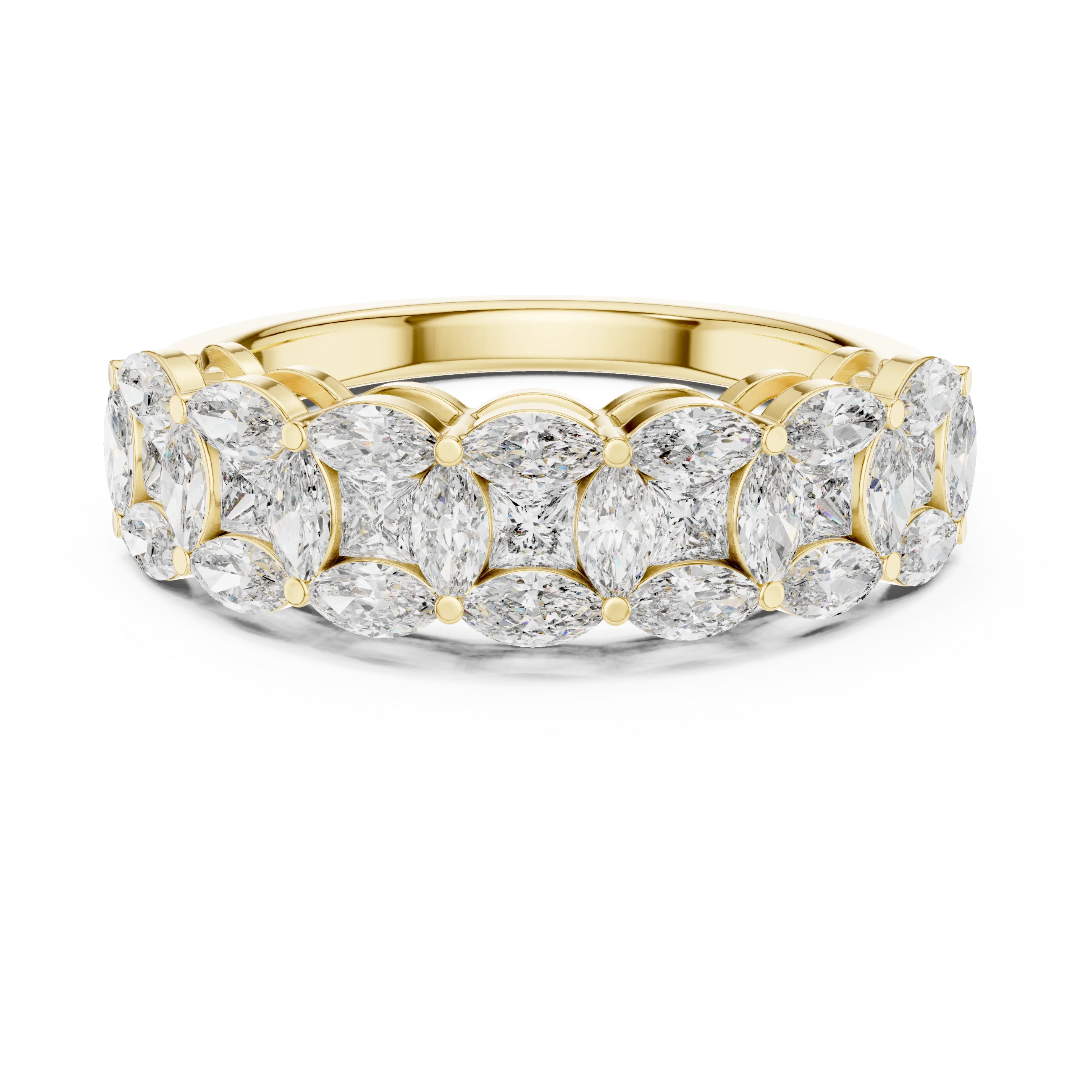 14K Gold Marquise Lab Diamond Anniversary Ring 1.20 CTW