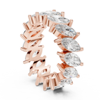 Unique 14K Gold Marquise Moissanite Link Eternity Band