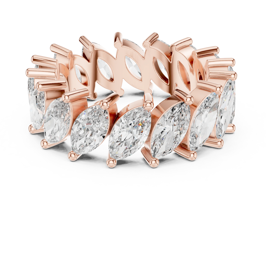 Unique 14K Gold Marquise Moissanite Link Eternity Band
