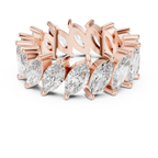 Unique 14K Gold Marquise Moissanite Link Eternity Band