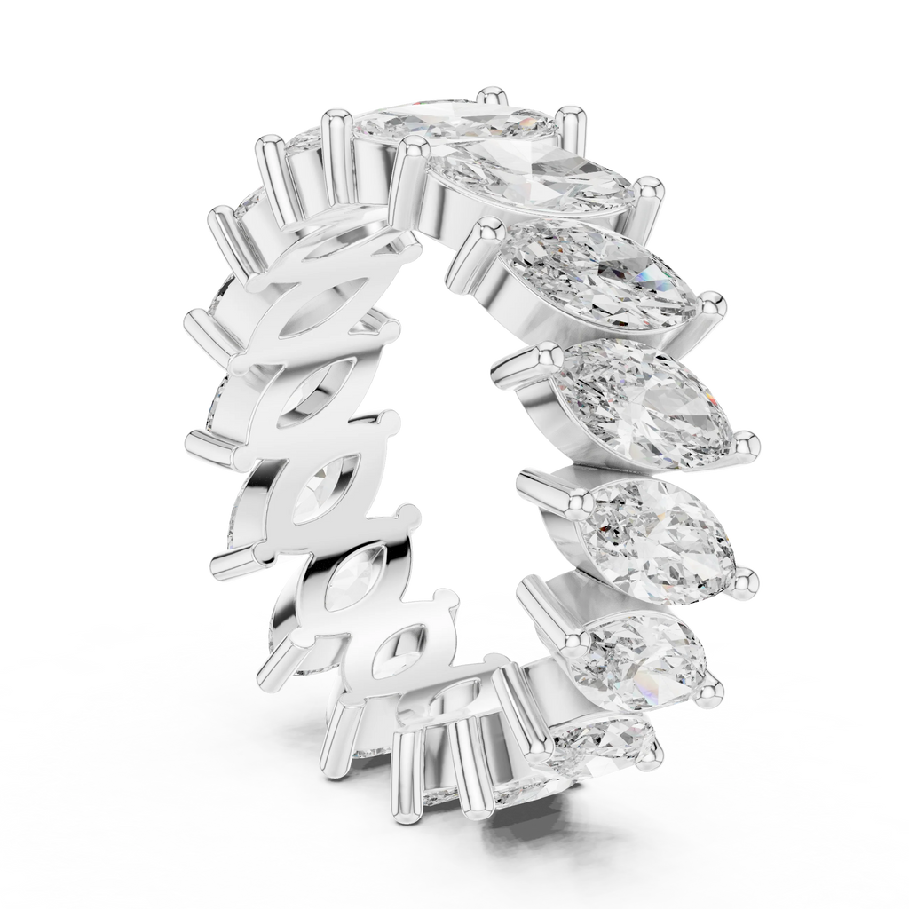 Unique 14K Gold Marquise Moissanite Link Eternity Band