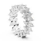 Unique 14K Gold Marquise Moissanite Link Eternity Band