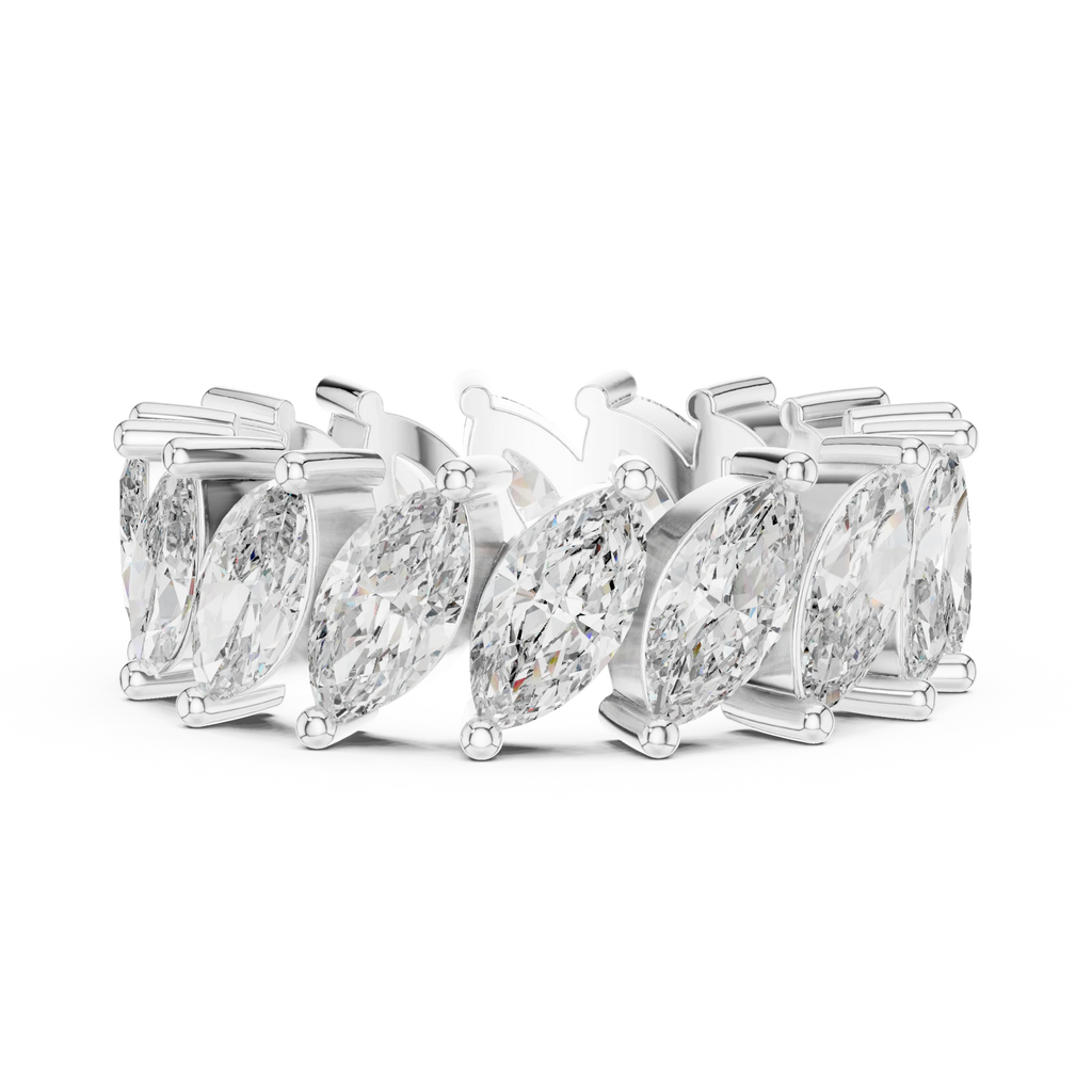 Unique 14K Gold Marquise Moissanite Link Eternity Band