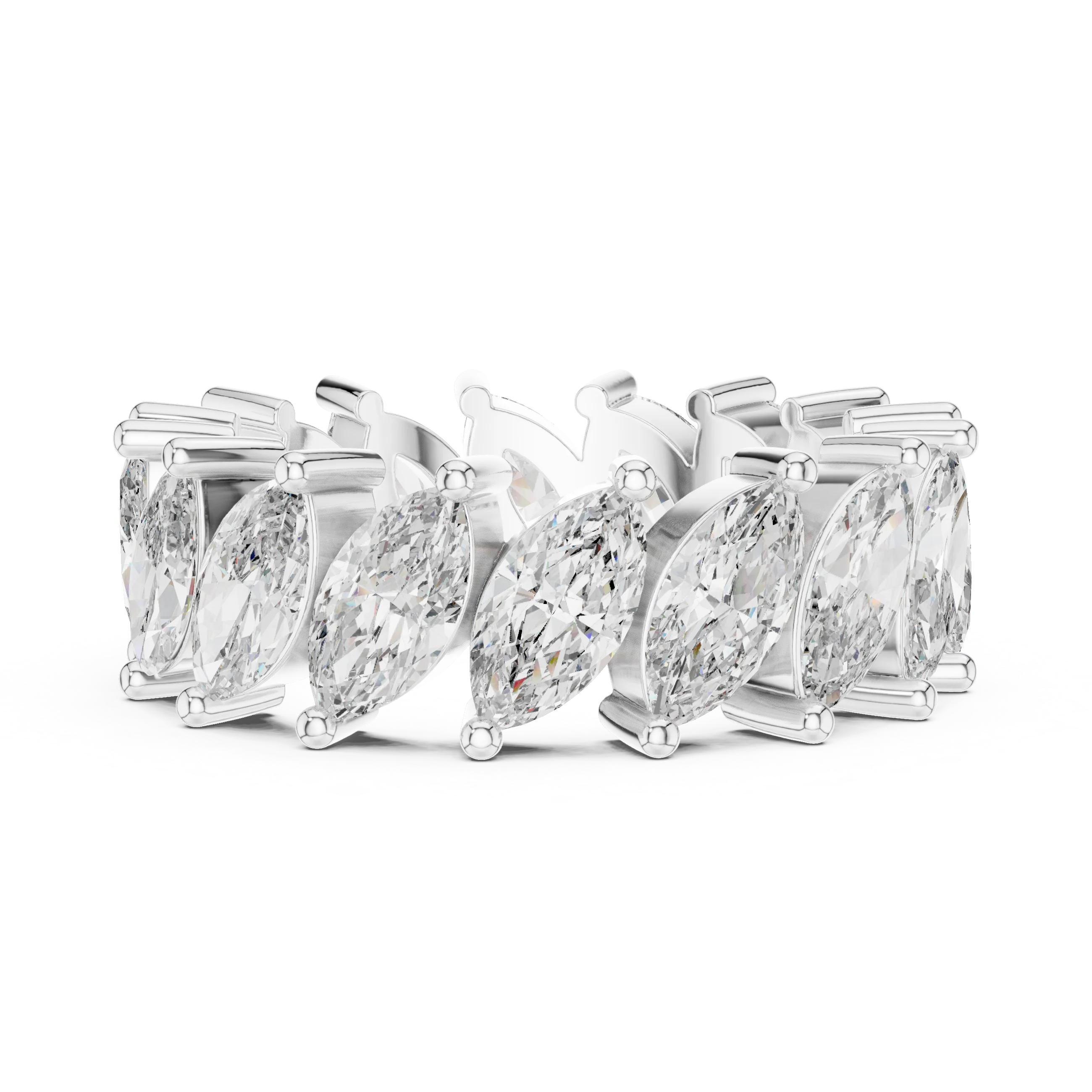 Unique 14K Gold Marquise Moissanite Link Eternity Band
