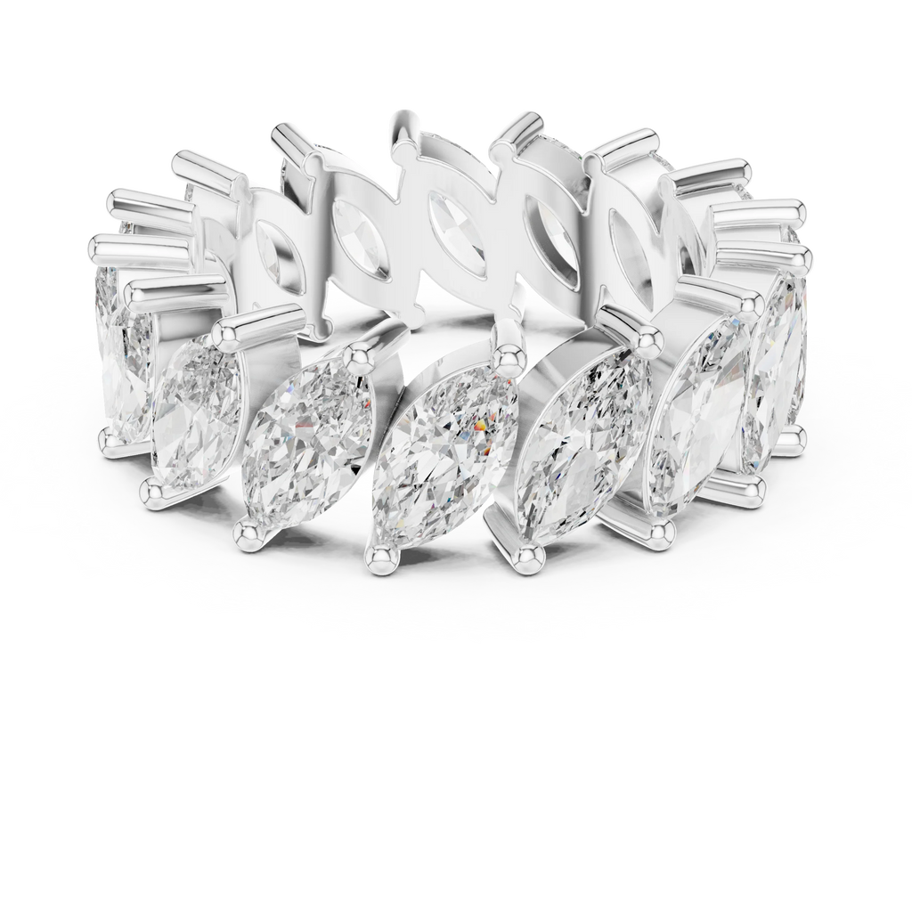 Unique 14K Gold Marquise Moissanite Link Eternity Band