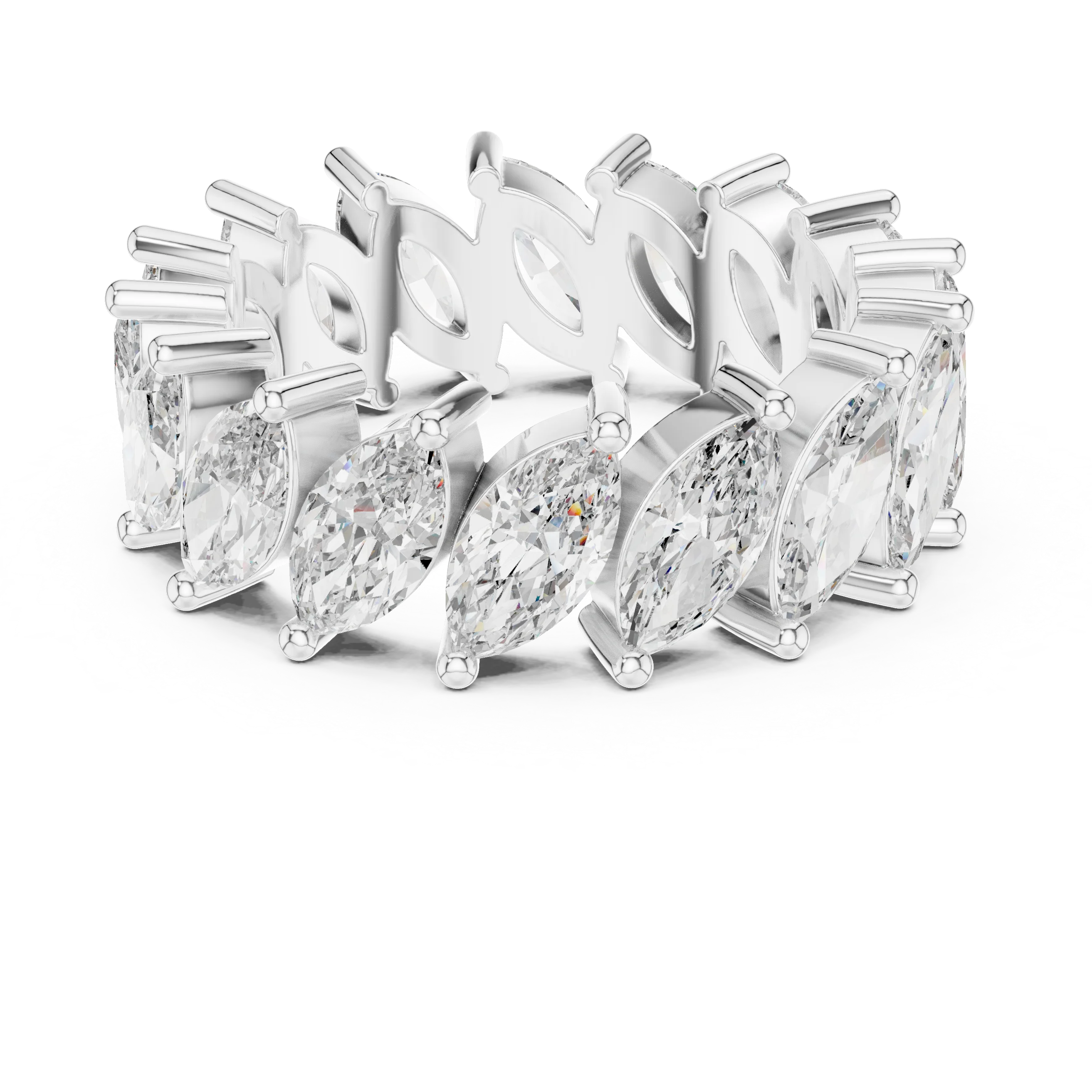 Unique 14K Gold Marquise Moissanite Link Eternity Band