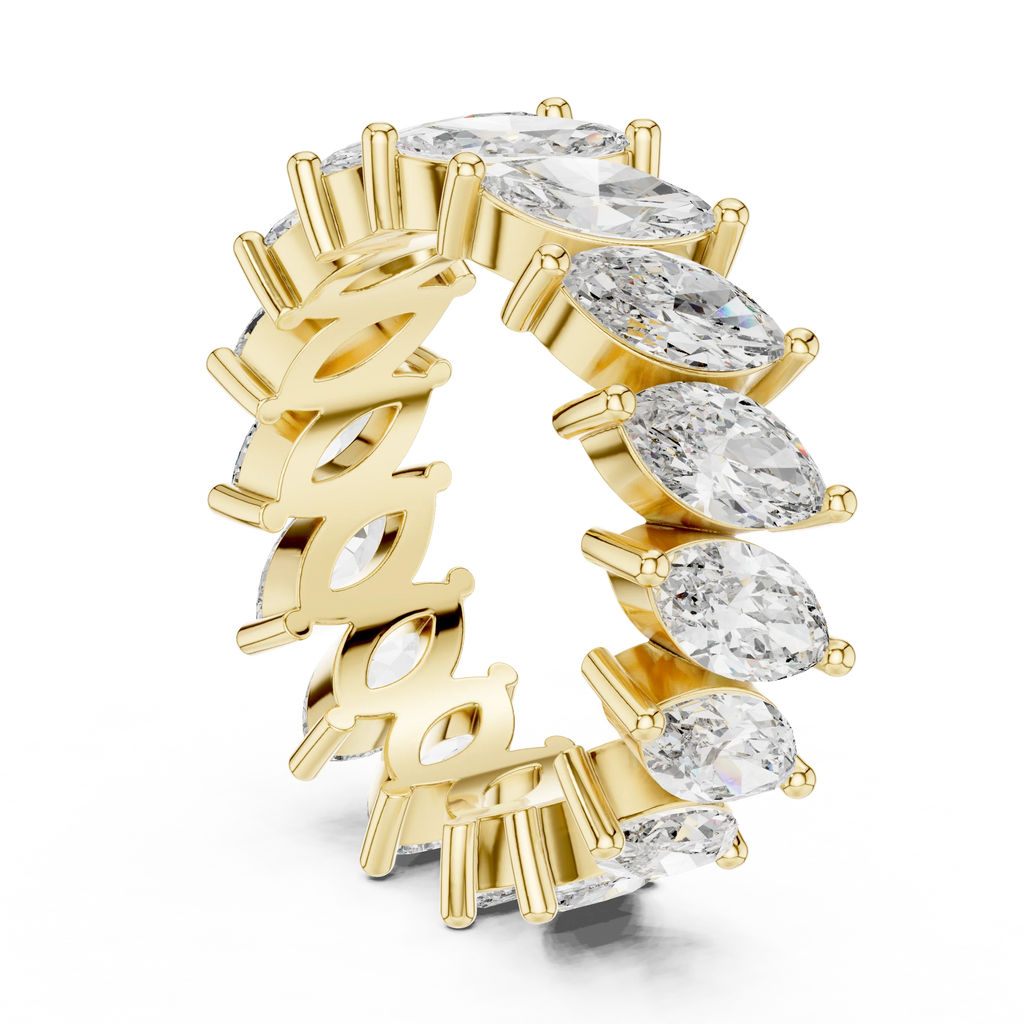 Unique 14K Gold Marquise Moissanite Link Eternity Band