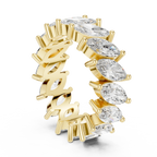 Unique 14K Gold Marquise Moissanite Link Eternity Band