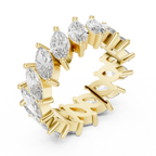 Unique 14K Gold Marquise Moissanite Link Eternity Band