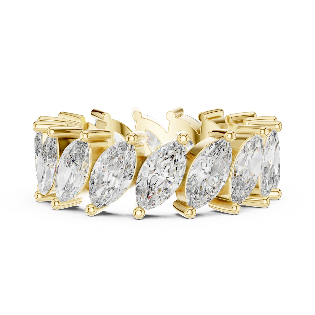 Unique 14K Gold Marquise Moissanite Link Eternity Band