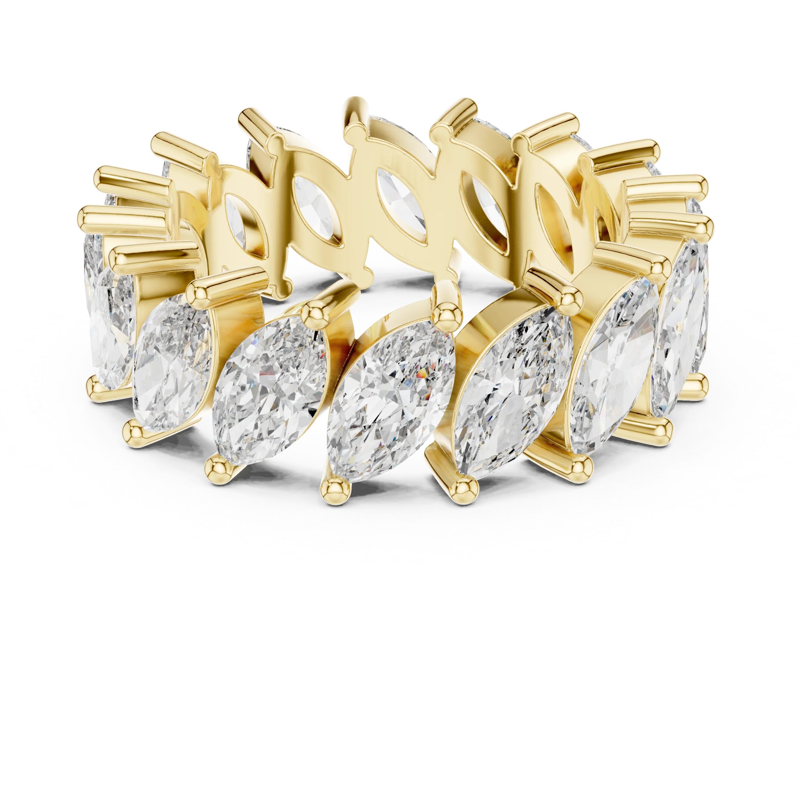 Unique 14K Gold Marquise Moissanite Link Eternity Band