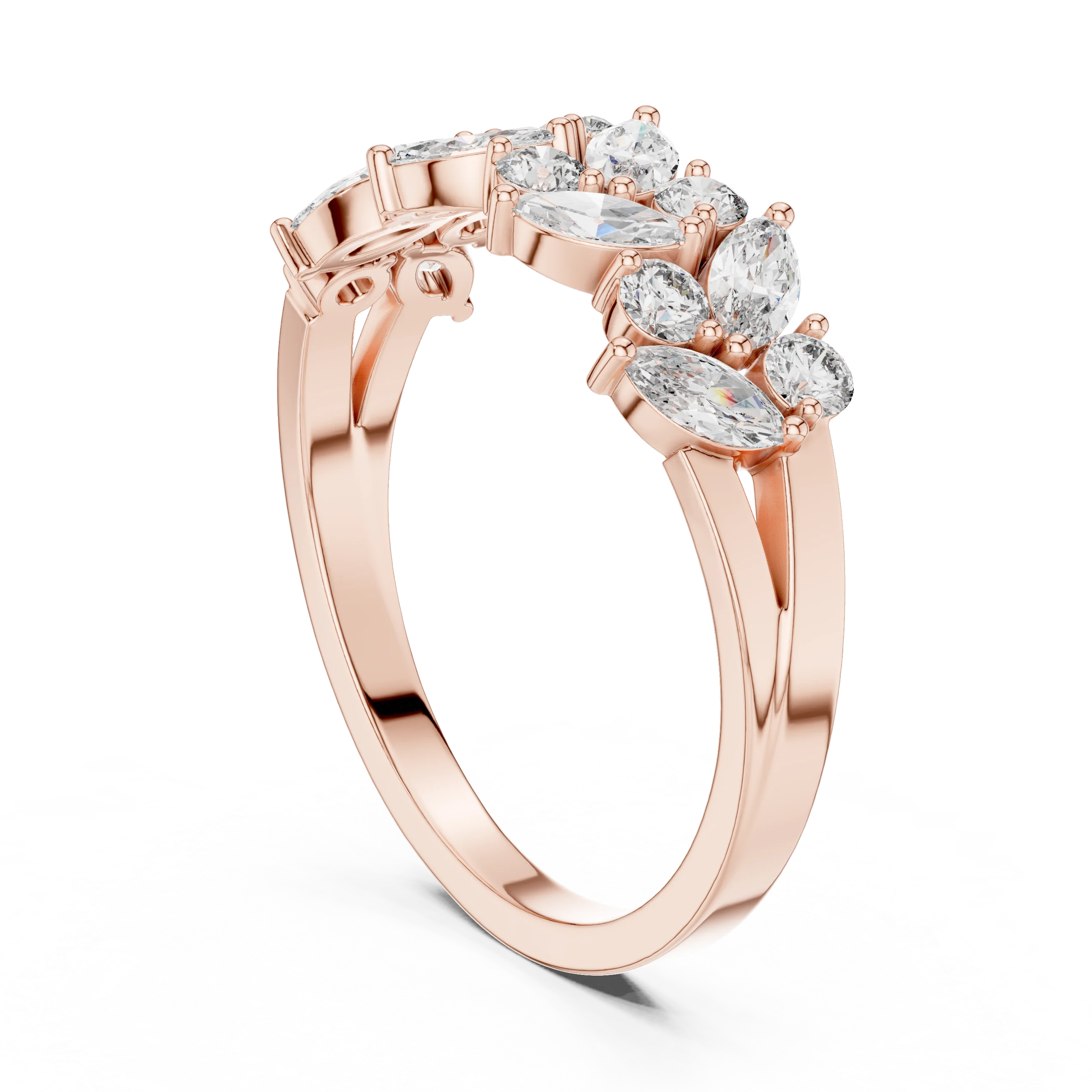 0.69 CT Lab Diamond VVS Marquise 10K Anniversary Ring