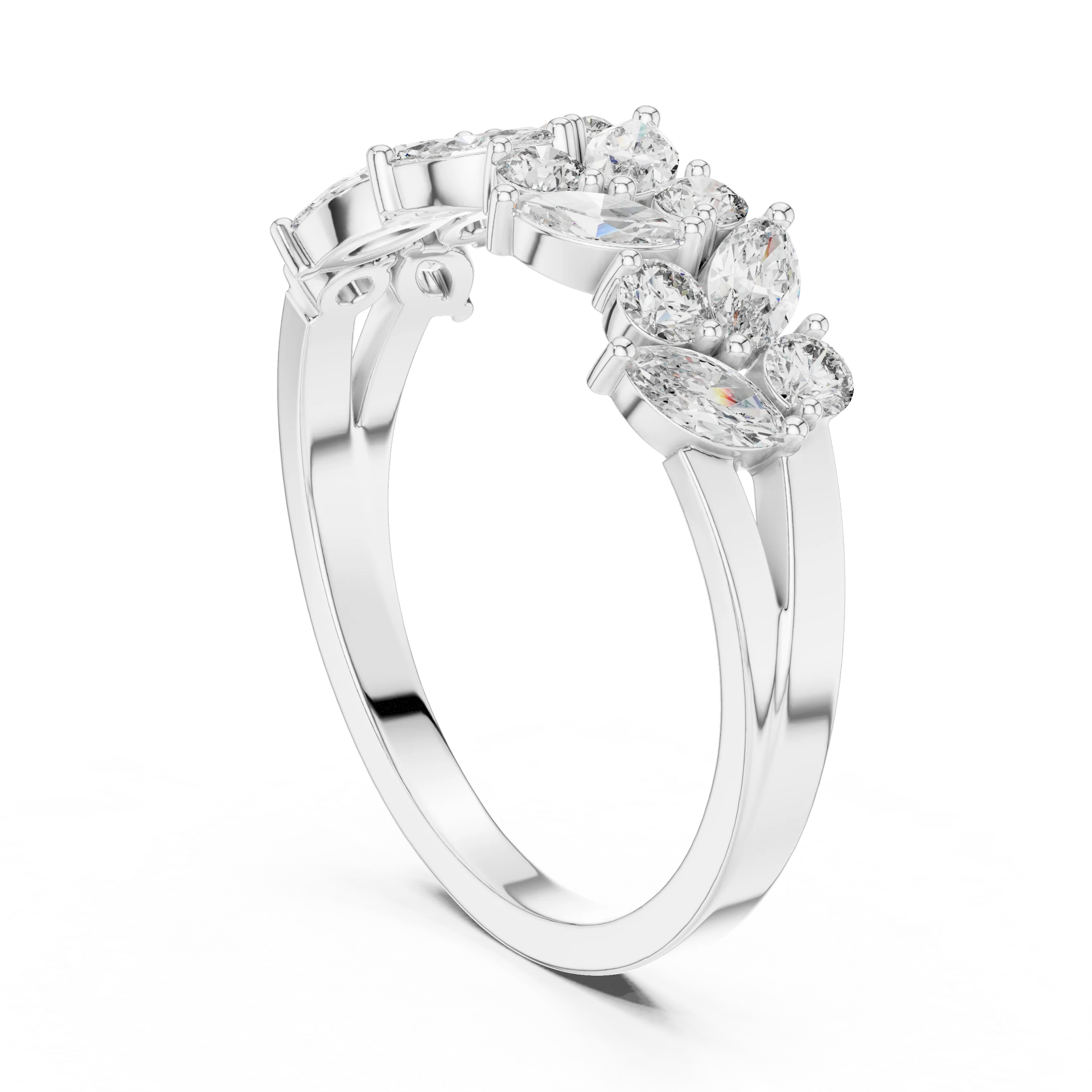 0.69 CT Lab Diamond VVS Marquise 10K Anniversary Ring