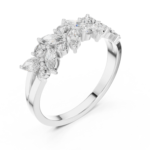 0.69 CT Lab Diamond VVS Marquise 10K Anniversary Ring