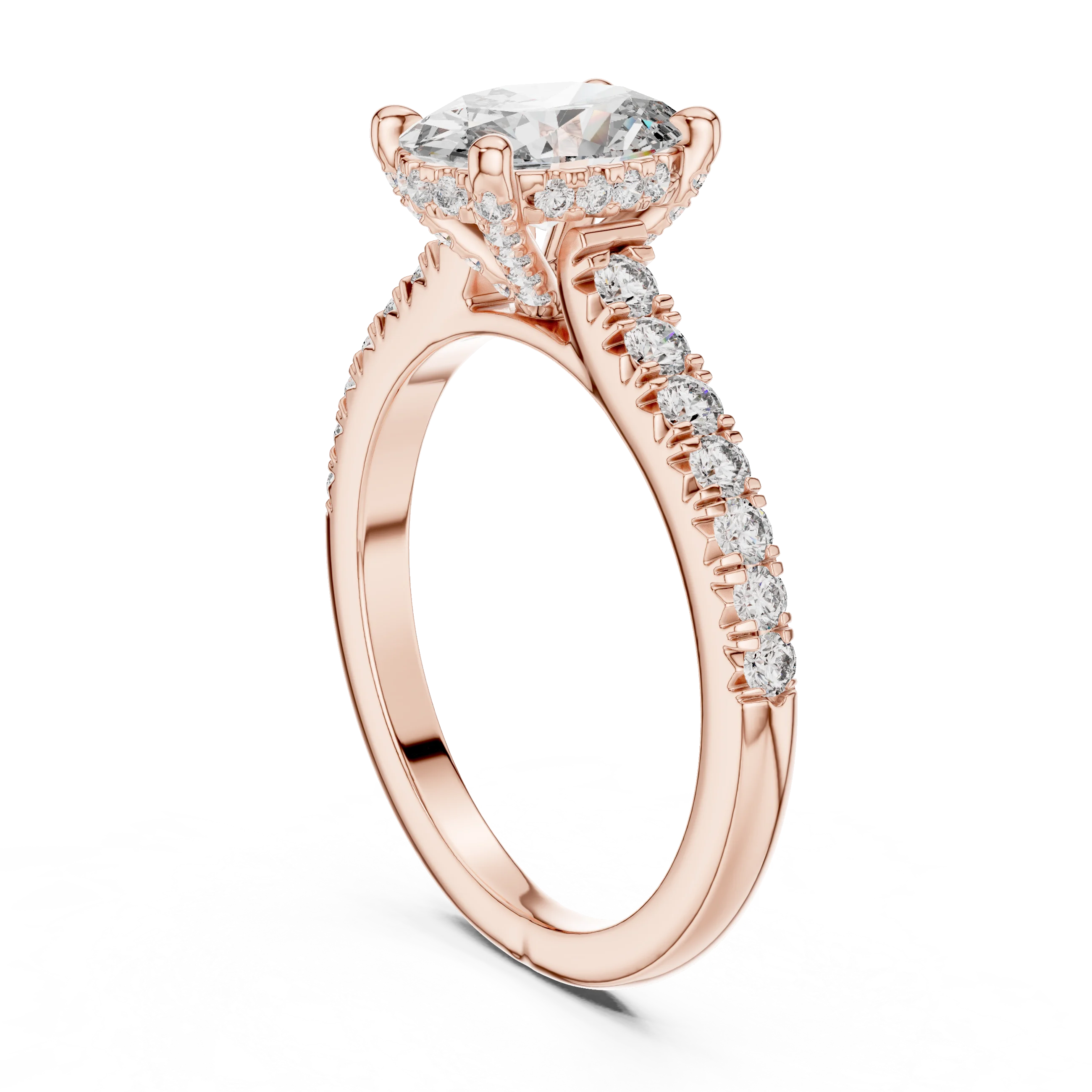 Hidden Halo Oval Moissanite Engagement Ring Brilliant Cut 1.97 CTW