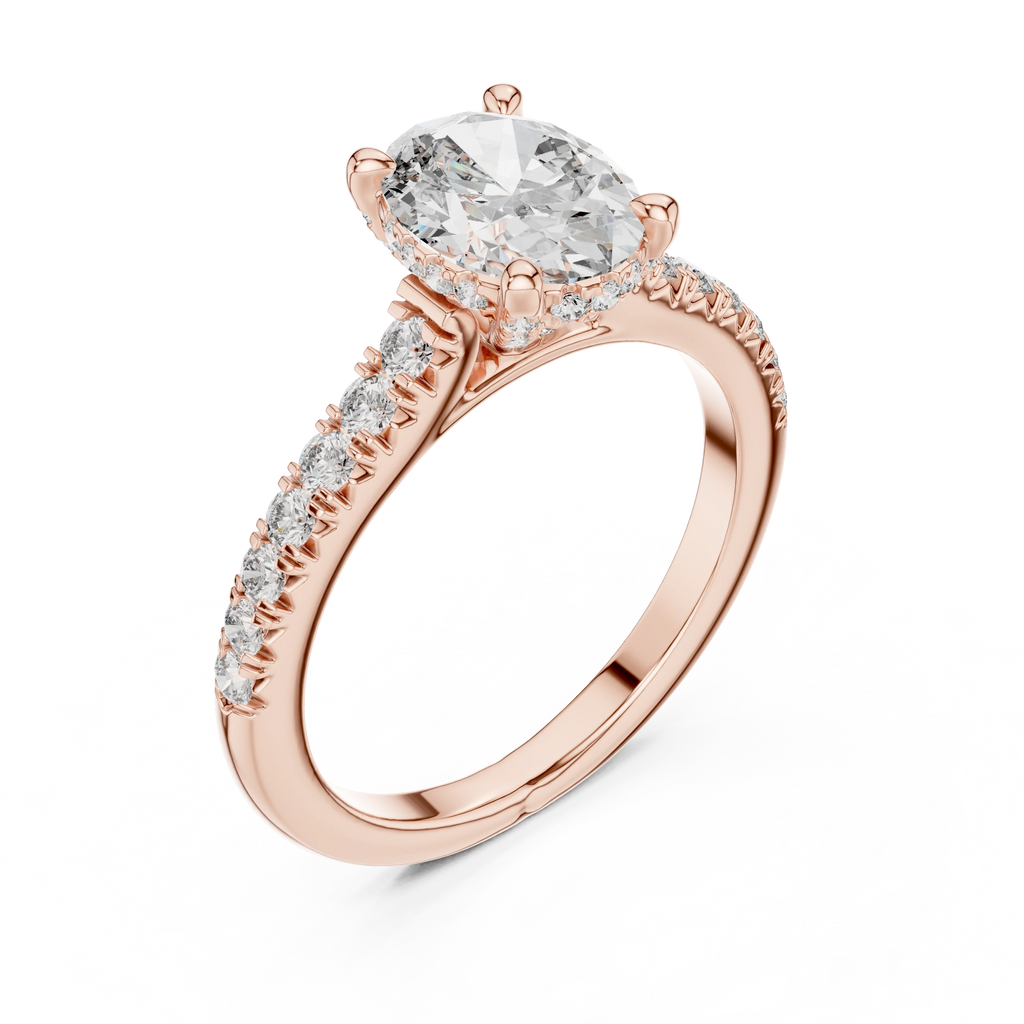 Hidden Halo Oval Moissanite Engagement Ring Brilliant Cut 1.97 CTW